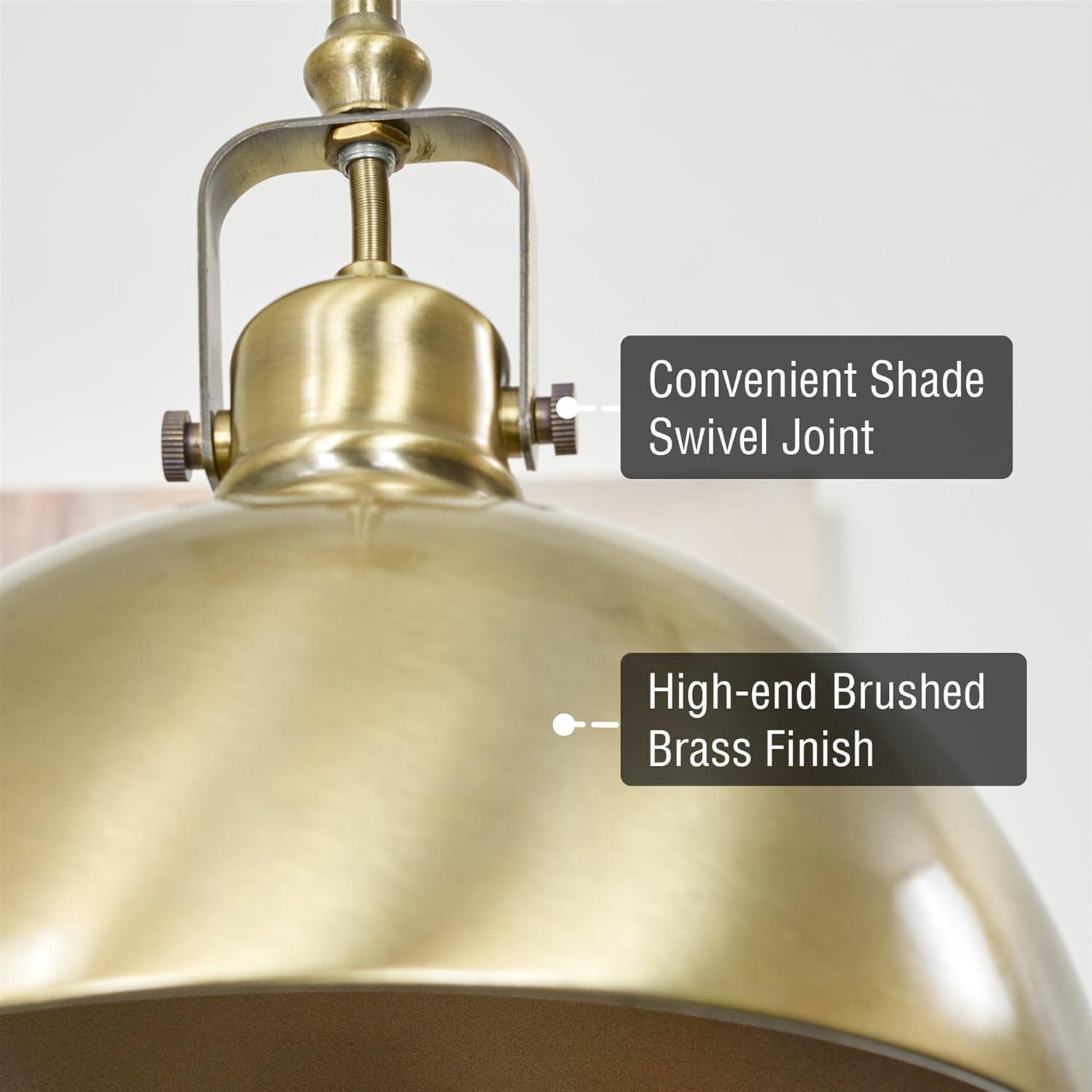 Kira Home Belle 9" Contemporary Industrial Pendant Light, Adjustable Length + Shade Swivel Joint, Brushed Brass Finish