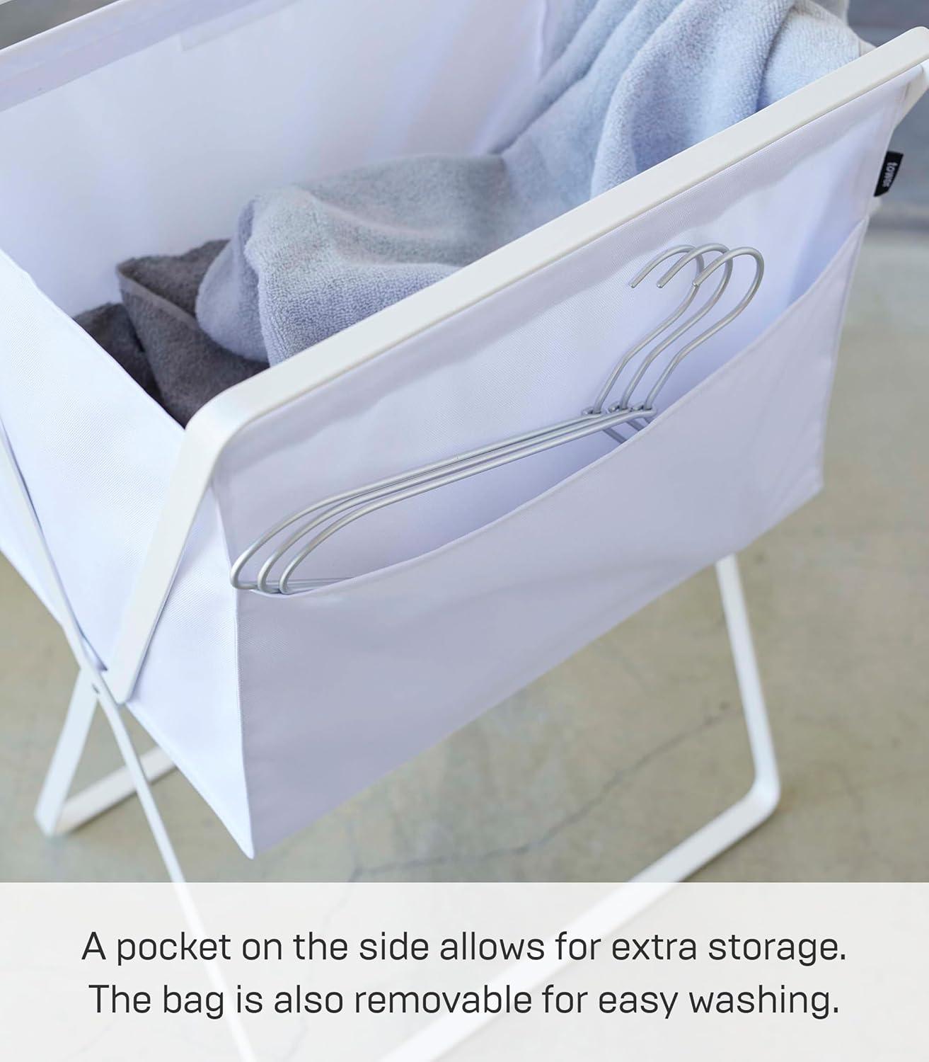 White Collapsible Frame Hamper with Handles