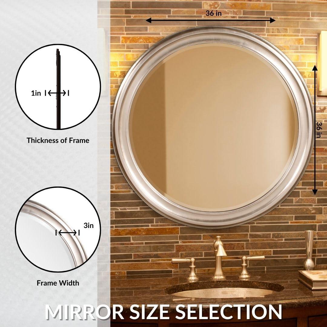 Tyler Dillon Round Bronze Wood Framed Wall & Accent Mirror - 36"D