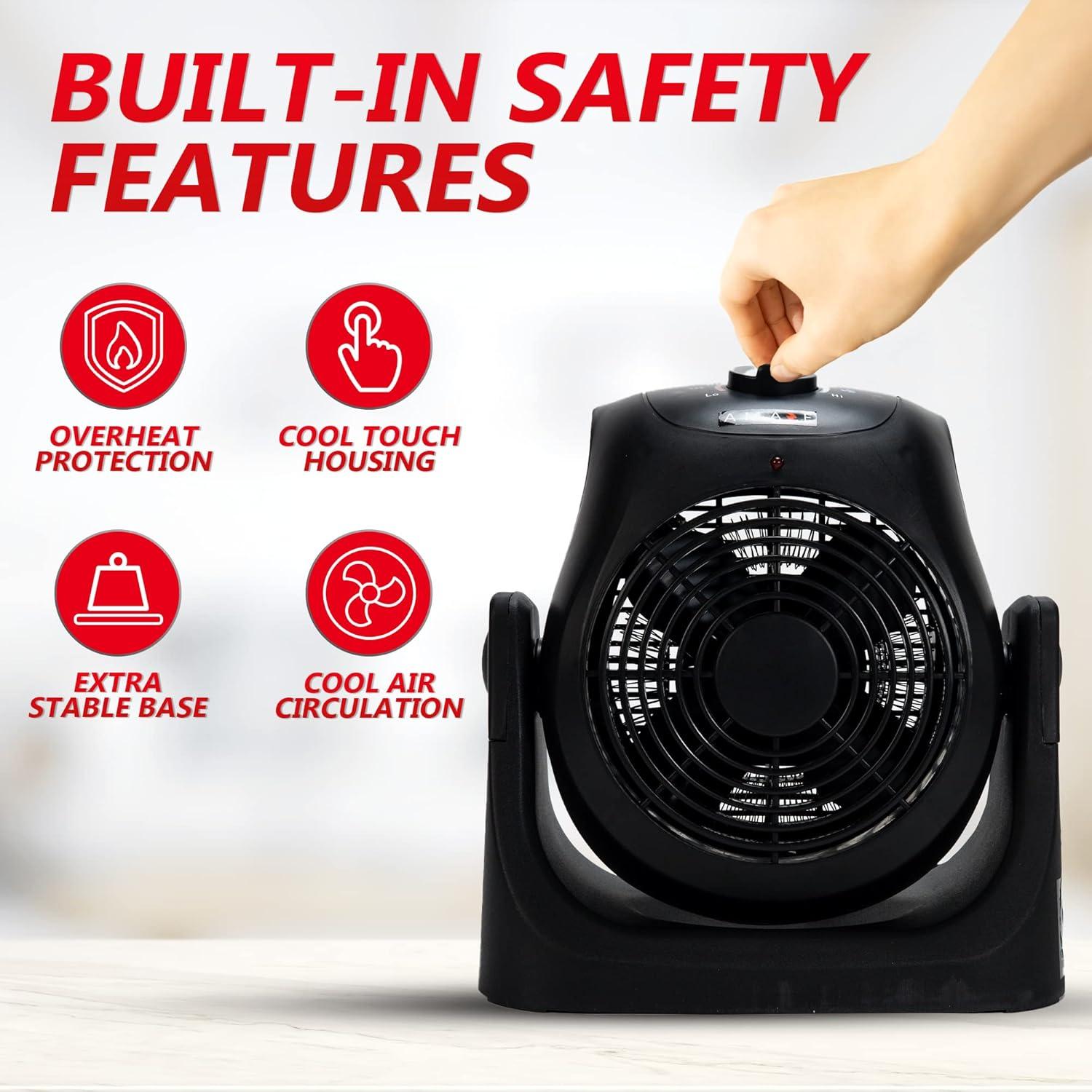 Amaze 1500W Black Electric Convection Space Heater with Fan