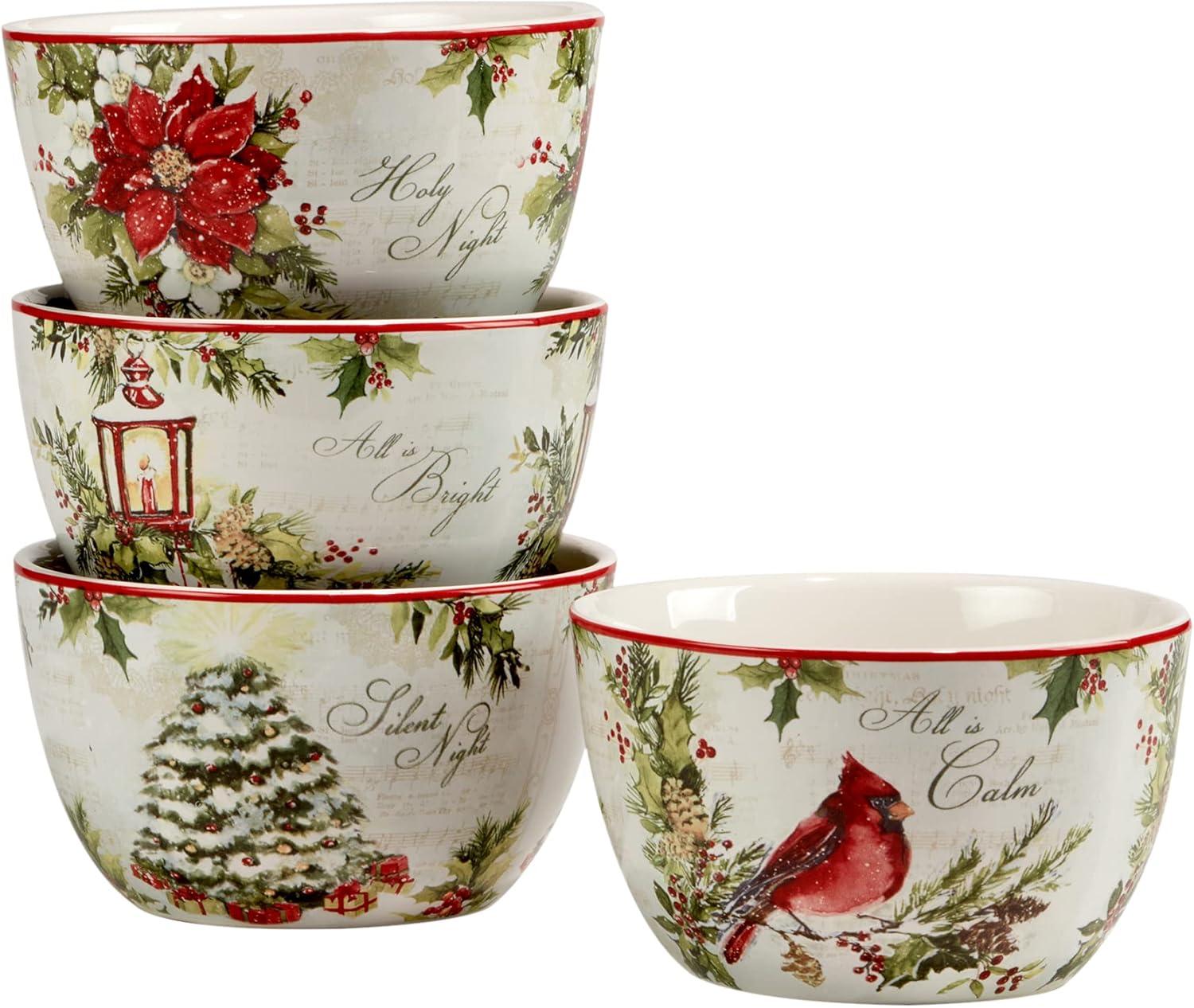 Silent Night 16-Piece Multicolor Ceramic Holiday Dinnerware Set