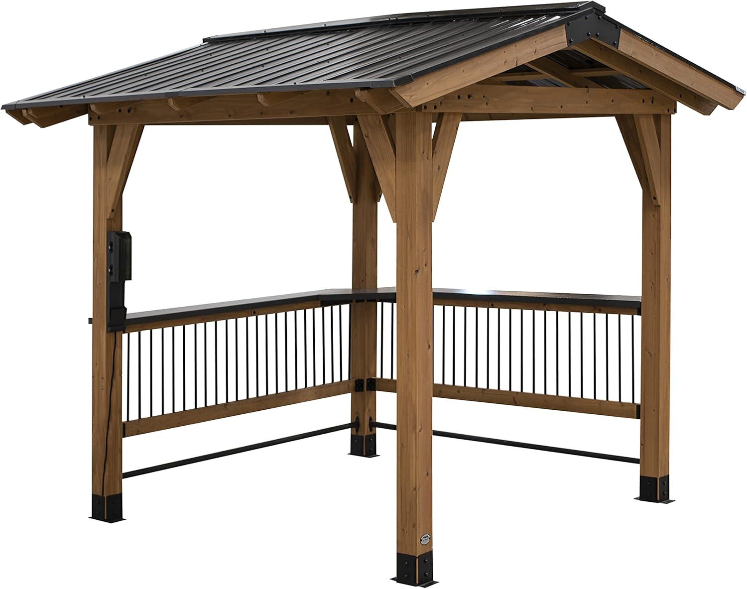 Granada Cedar and Steel Grill Gazebo with Outdoor Bar