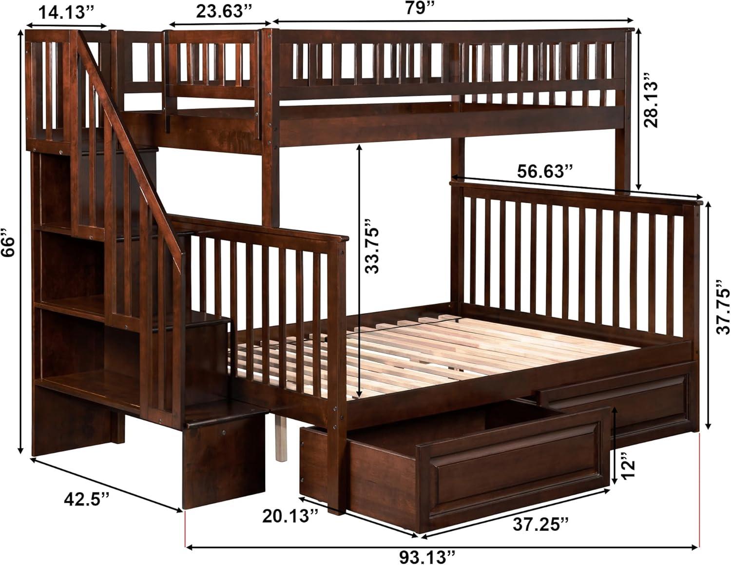 Woodland Staircase Bunk Bed Twin over Twin in Multiple Colors and Configurations