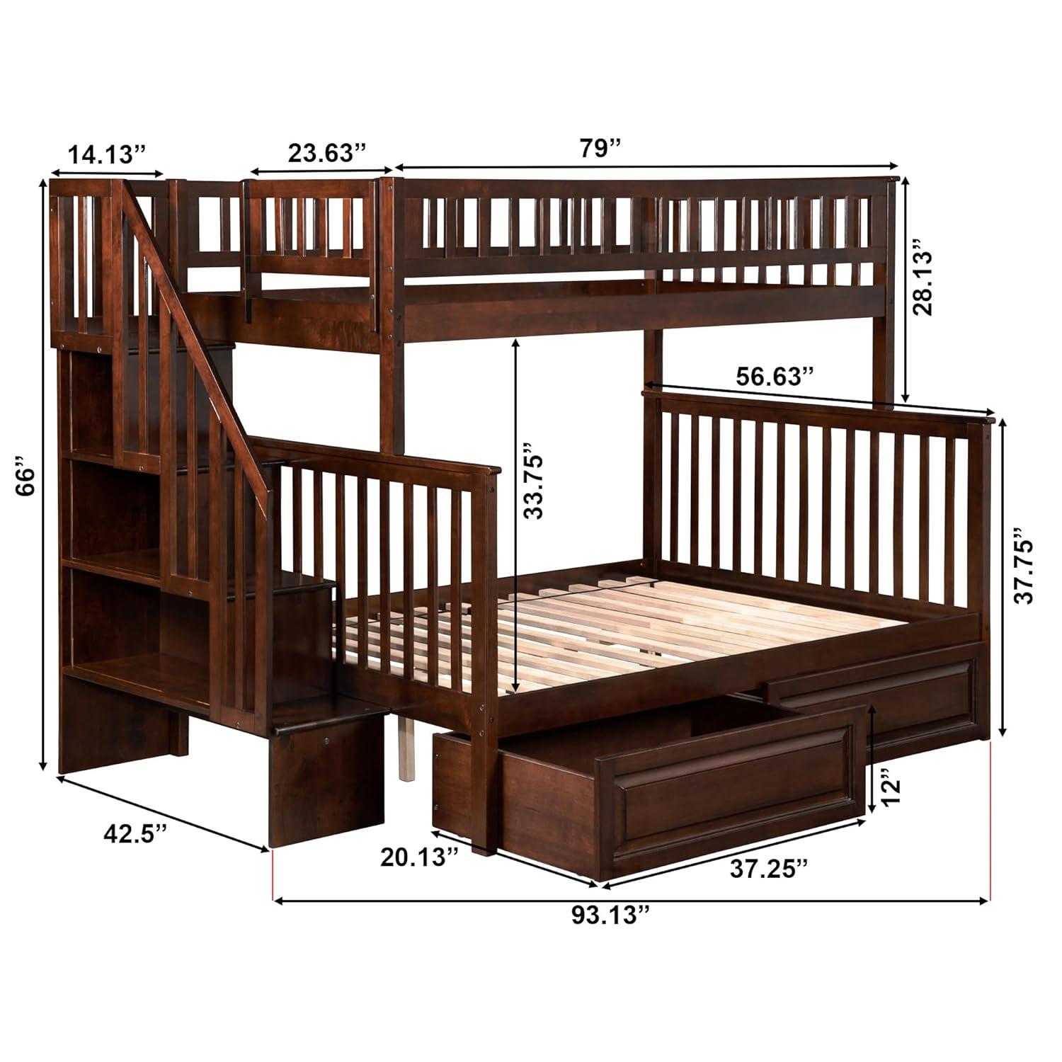 Woodland Staircase Bunk Bed Twin over Twin in Multiple Colors and Configurations