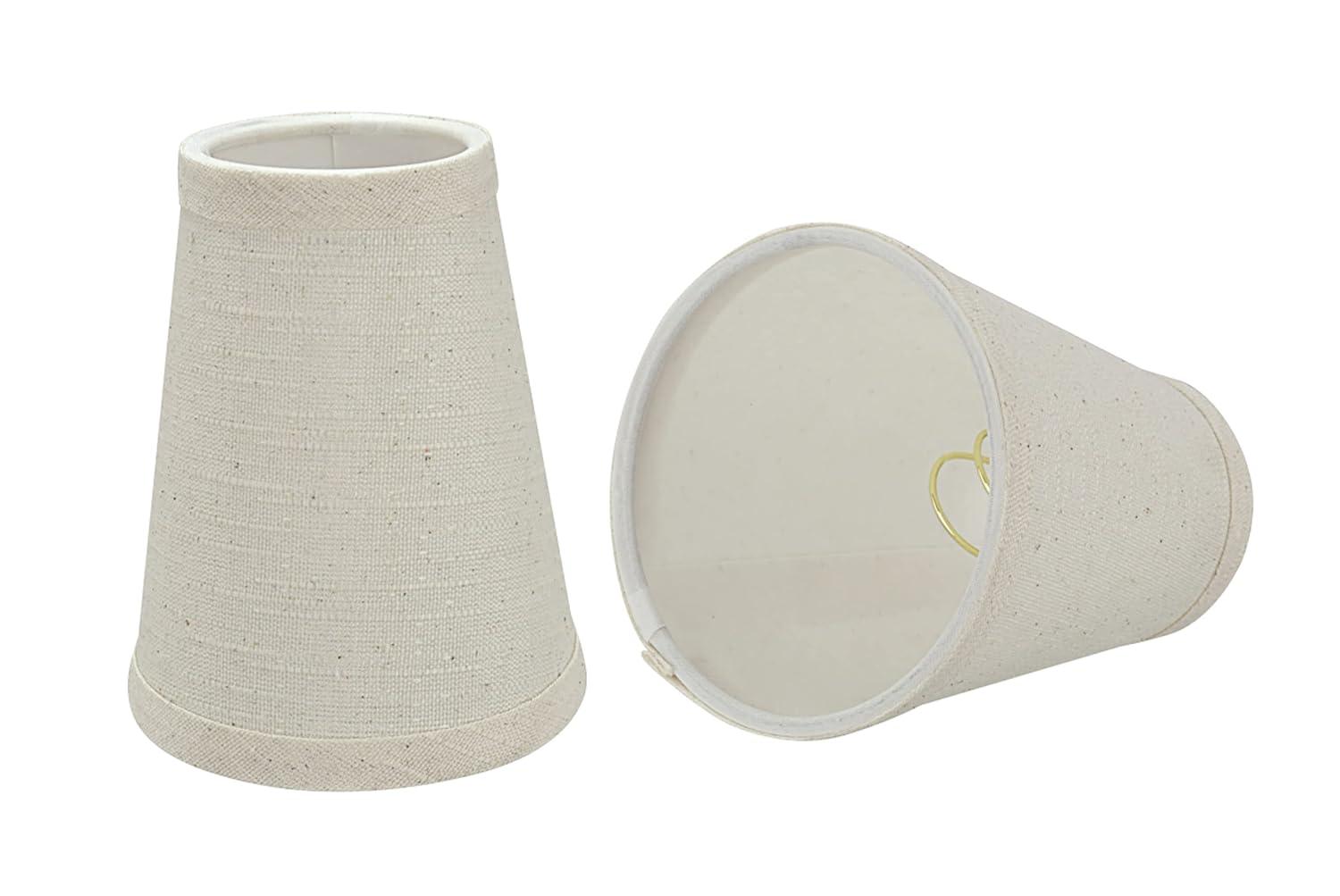 Aspen Creative 32663-2 Small Hardback Empire Shape Chandelier Clip-On Lamp Shade Set (2 Pack), Transitional Design in Off-White, 4" bottom width (2 1/2" x 4" x 5" )