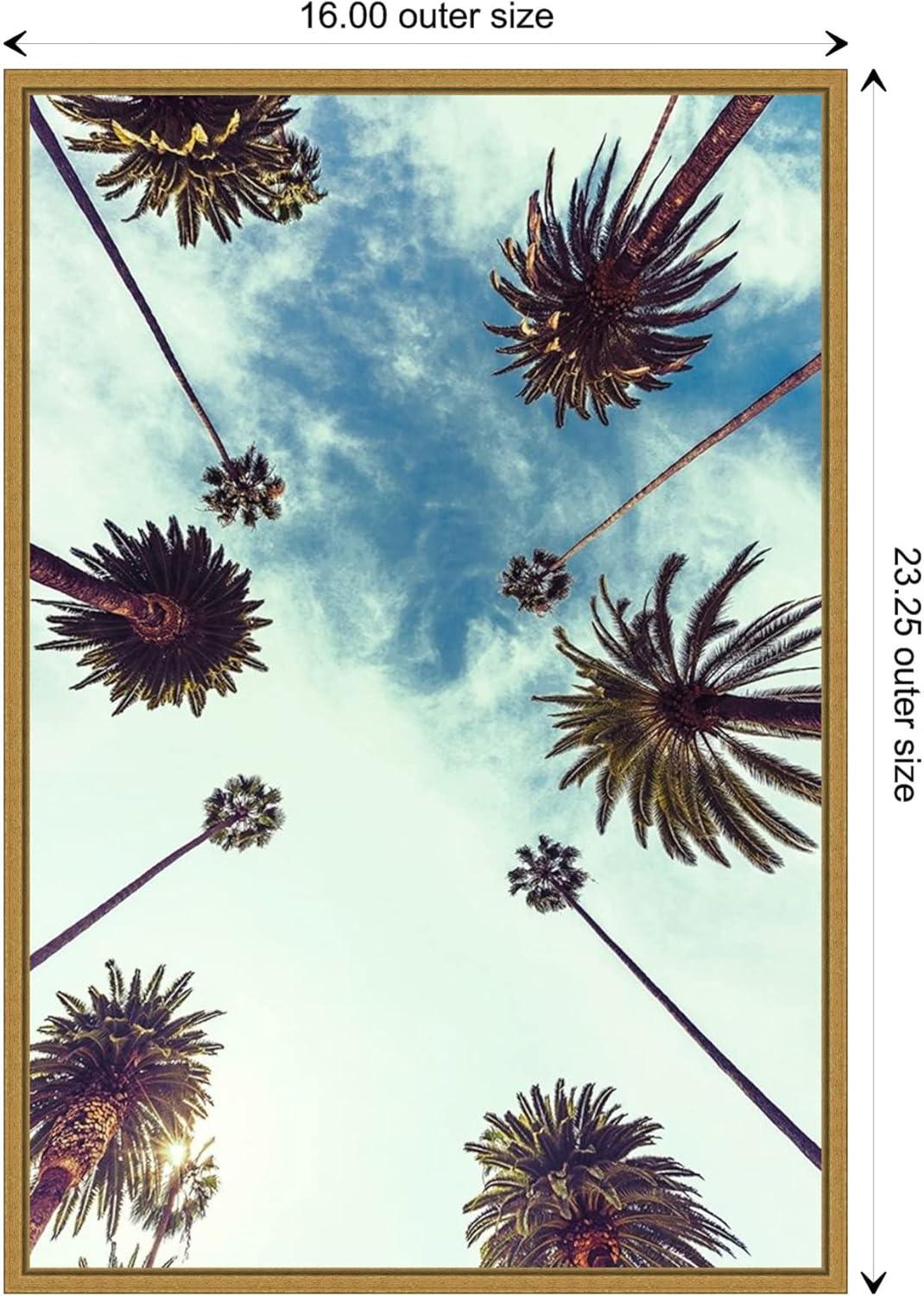 Palm Sky 2 Framed Canvas Wall Art in Gold