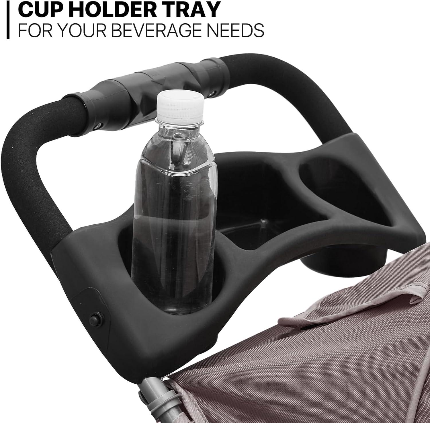 3 Wheel Folding Pet Stroller, Foldable Dog Jogger Stroller with Storage Basket, Cup Holder & Canopy