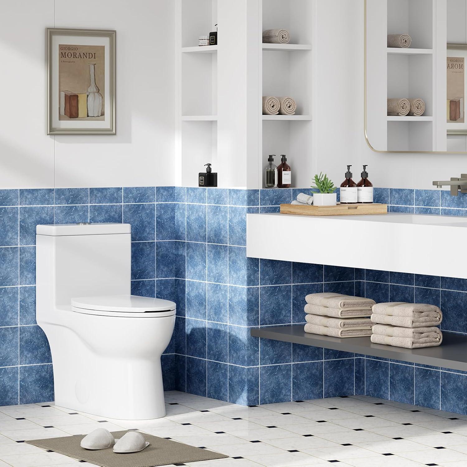 DeerValley Symmetry Dual Flush Elongated One-Piece Toilet Standard Toilet with Comfort Seat Height