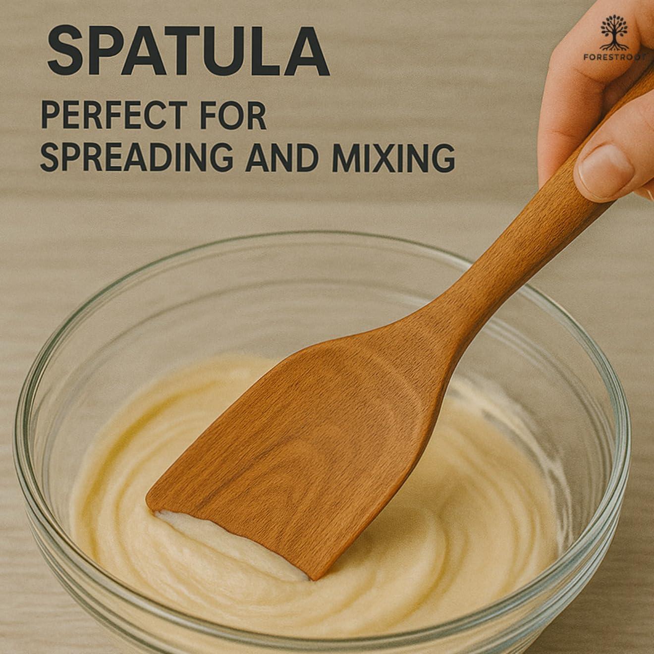 Zulay 9-Piece Teak Wooden Utensils For Cooking, Smooth Finish Kitchen Utensils Set with Gift Box