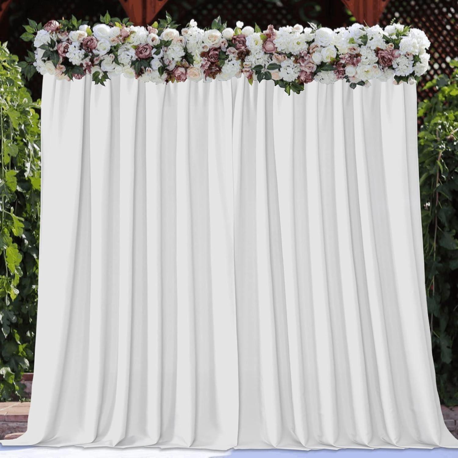 White Polyester Water-Resistant Backdrop Curtains 5ft x 10ft, 2 Panels