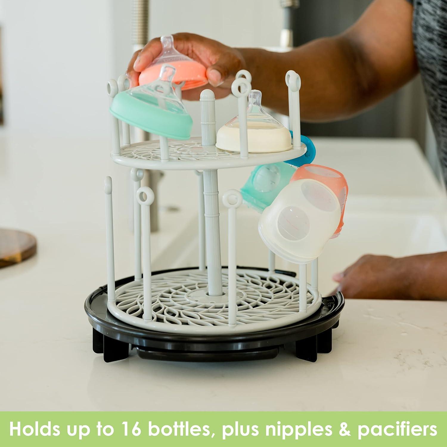 The First Years Plastic Spin Stack Bottle Drying Rack Black