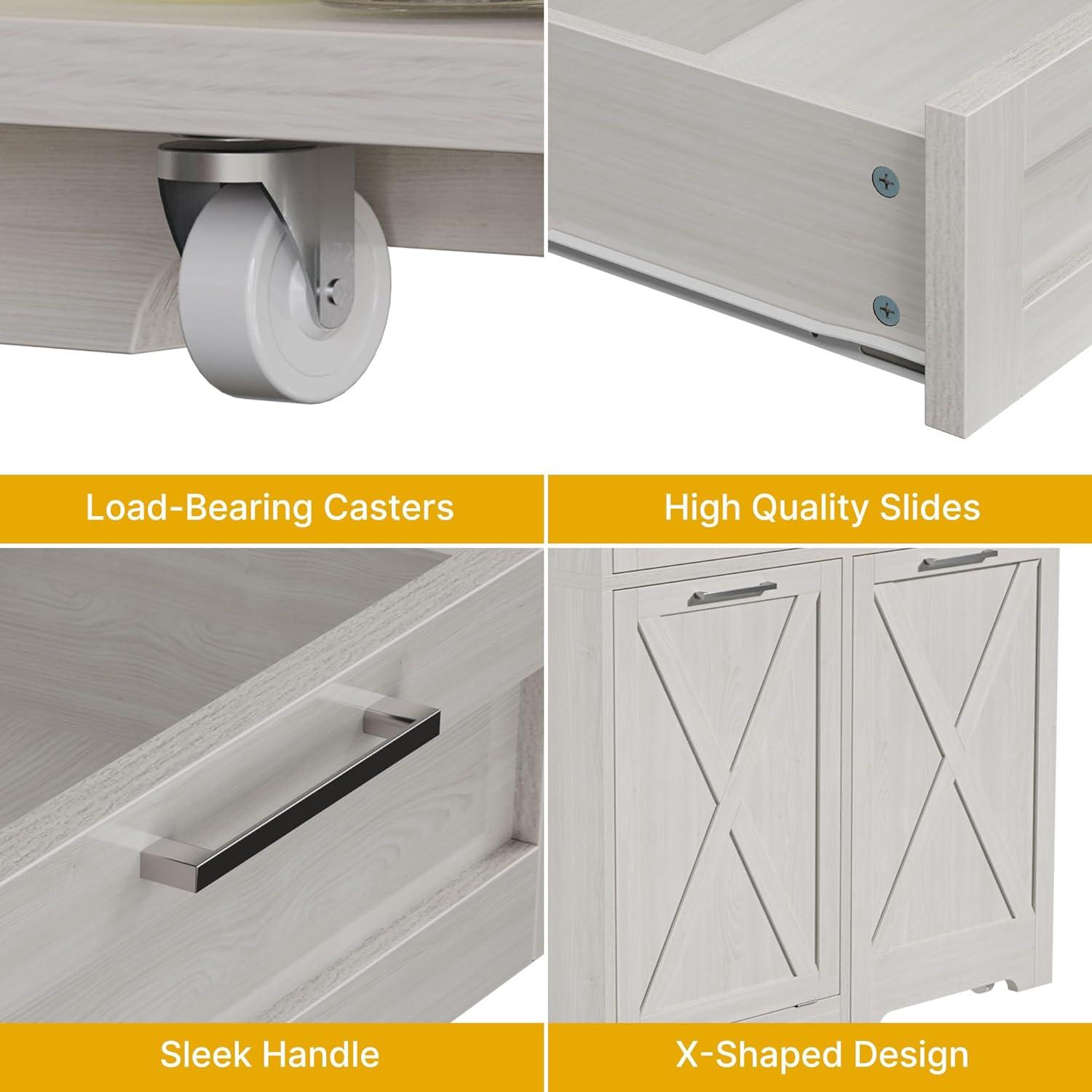 Coraluna Tilt Out Trash Can Cabinet for 10 Gallon Kitchen Island w/ Drawers Freestanding