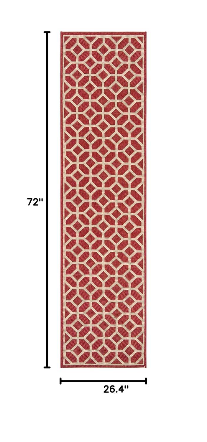 Beach House BHS127 POWER LOOMED Indoor/Outdoor Runner Rug - Red/Creme - 2'2"x6' - Safavieh