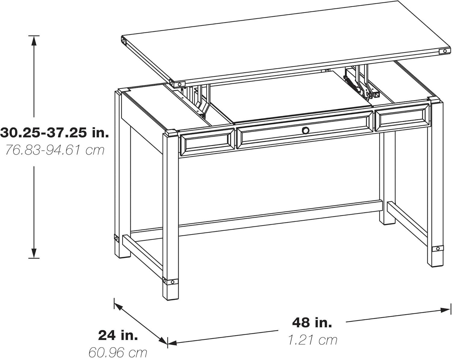 Baton Rouge 48" Sit-to-Stand Lift Wood Desk in Champagne Oak Finish