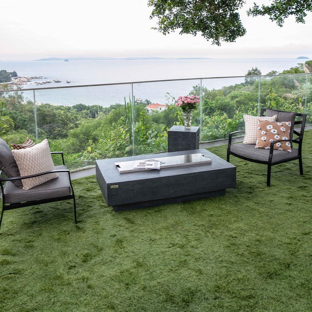 Gray Gas Free-Standing Fire Pit Table with Lava Rocks