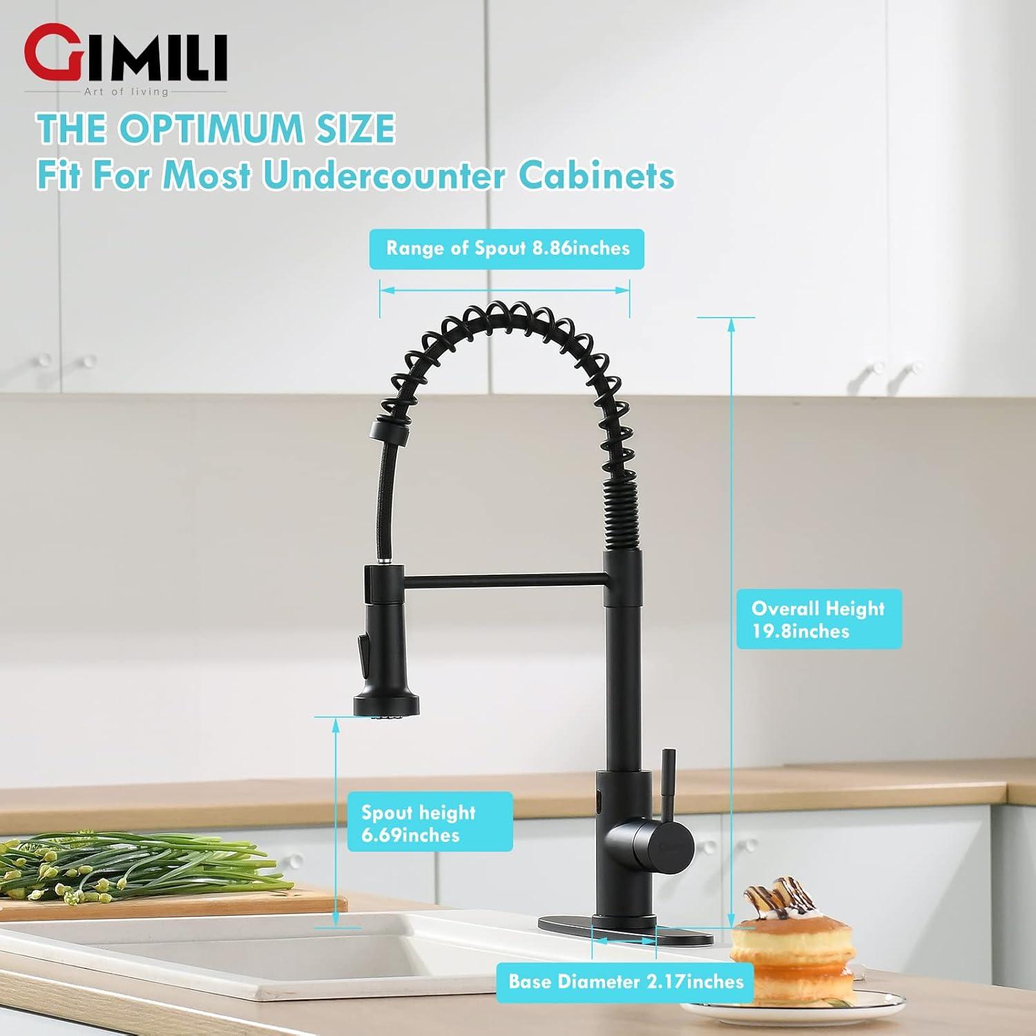 Matte Black Touchless Kitchen Faucet with Pull Down Sprayer