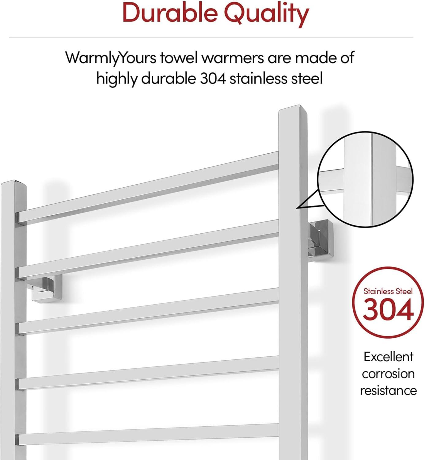 WarmlyYours TW-MT-10PS-HP Metropolitan Electric Wall-mounted Towel Warmer, Polished, 10 Bars, Dual Connection