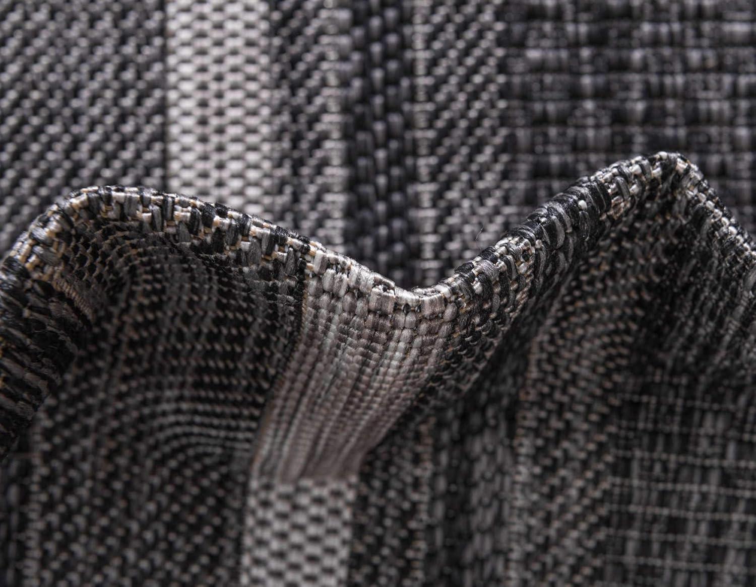 4' x 6' James Modern Border Stripe Indoor/Outdoor Area Rug, Black/Cream - JONATHAN Y