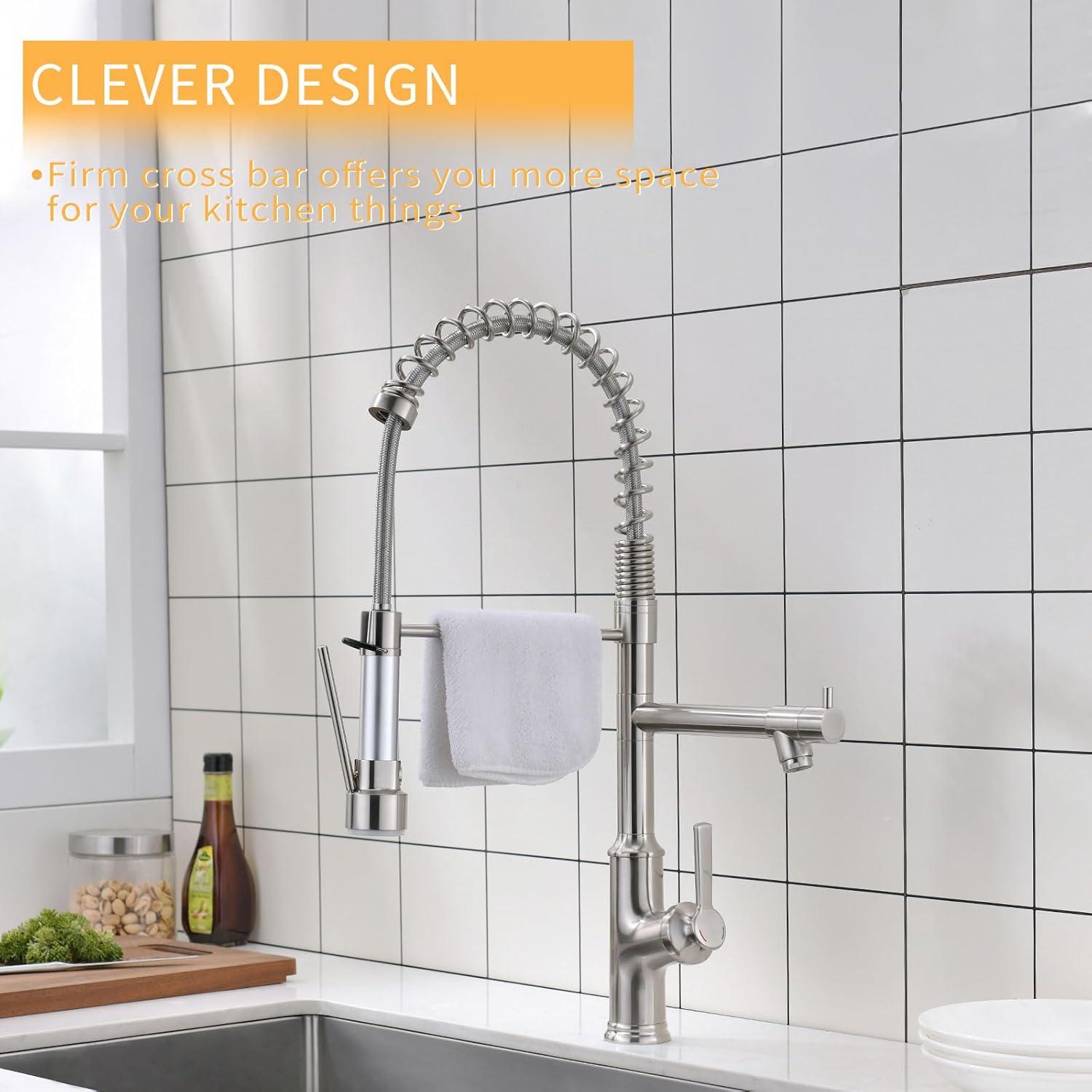 Brushed Nickel Stainless Steel Pull Down Kitchen Faucet