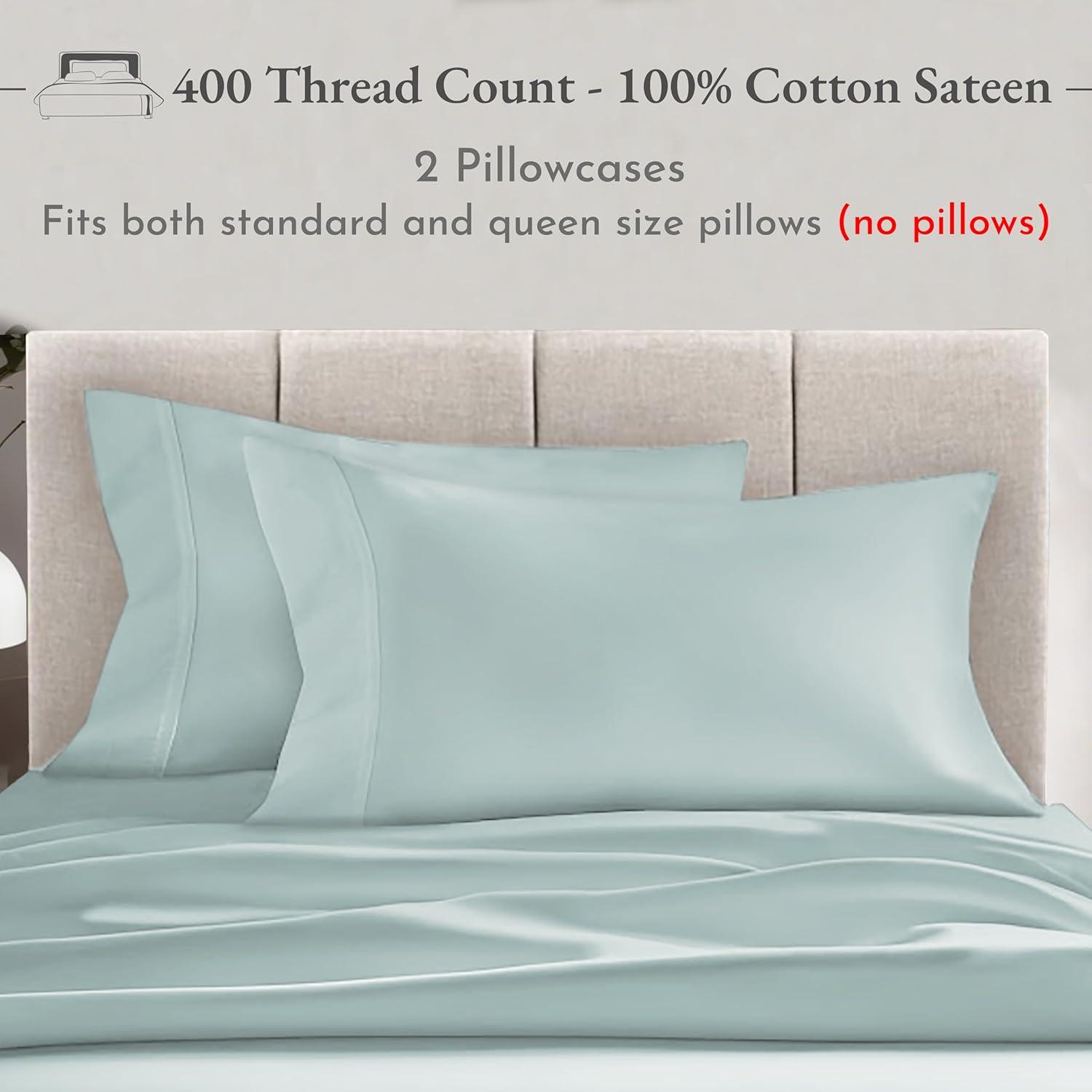 Seafoam Cotton Sateen Standard/Queen Pillowcase Set