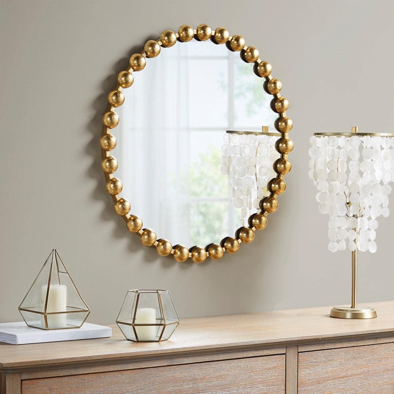 Marlowe Beaded Round Metal Wall Mirror