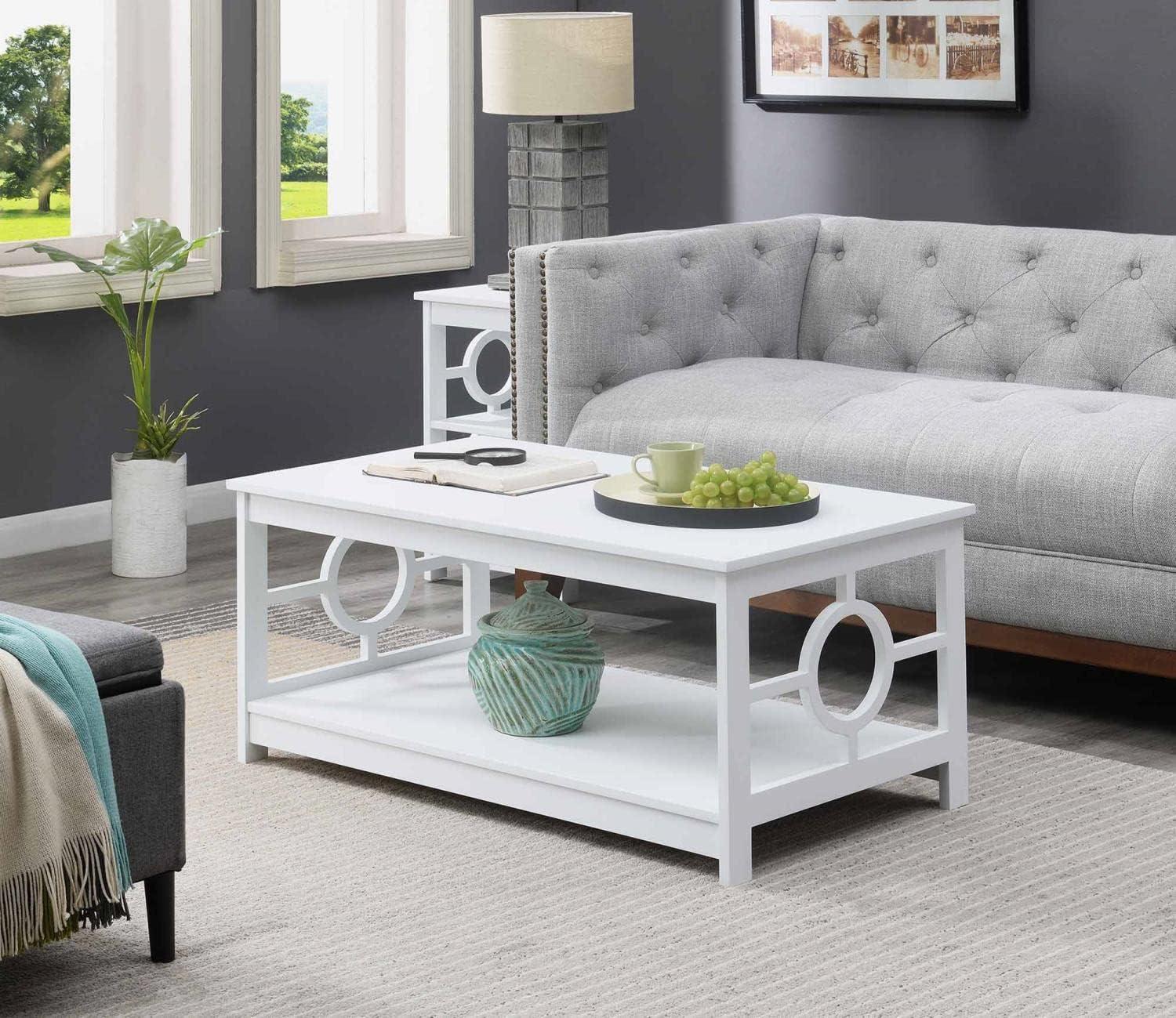 Convenience Concepts Ring Contemporary Coffee Table in White Wood Finish