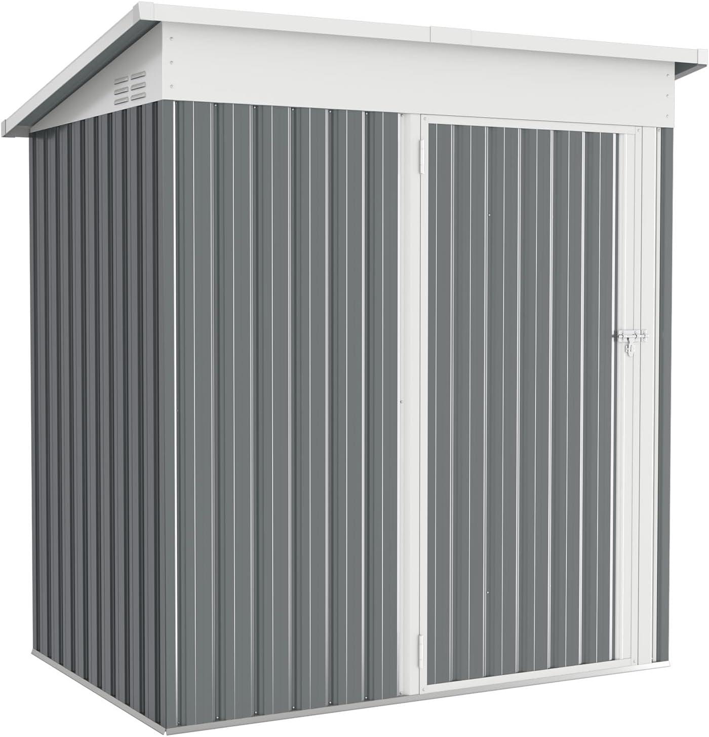 Dark Gray 5' x 3' Metal Outdoor Storage Shed with Lockable Door