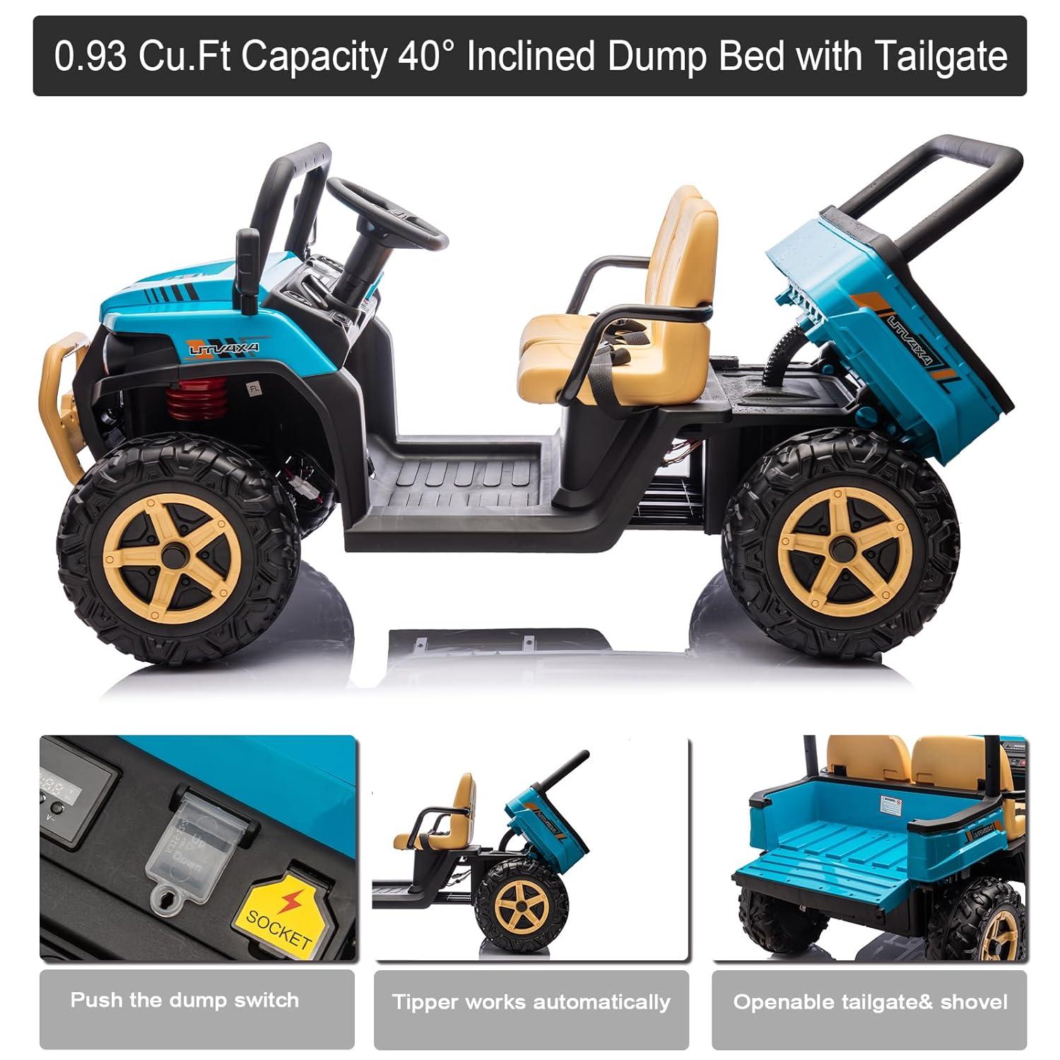 Himimi Delia Himimi 24 Voltage  Ride On Dump Truck, 2 Seater Kids UTV with Electric Dump Bed, Remote Control