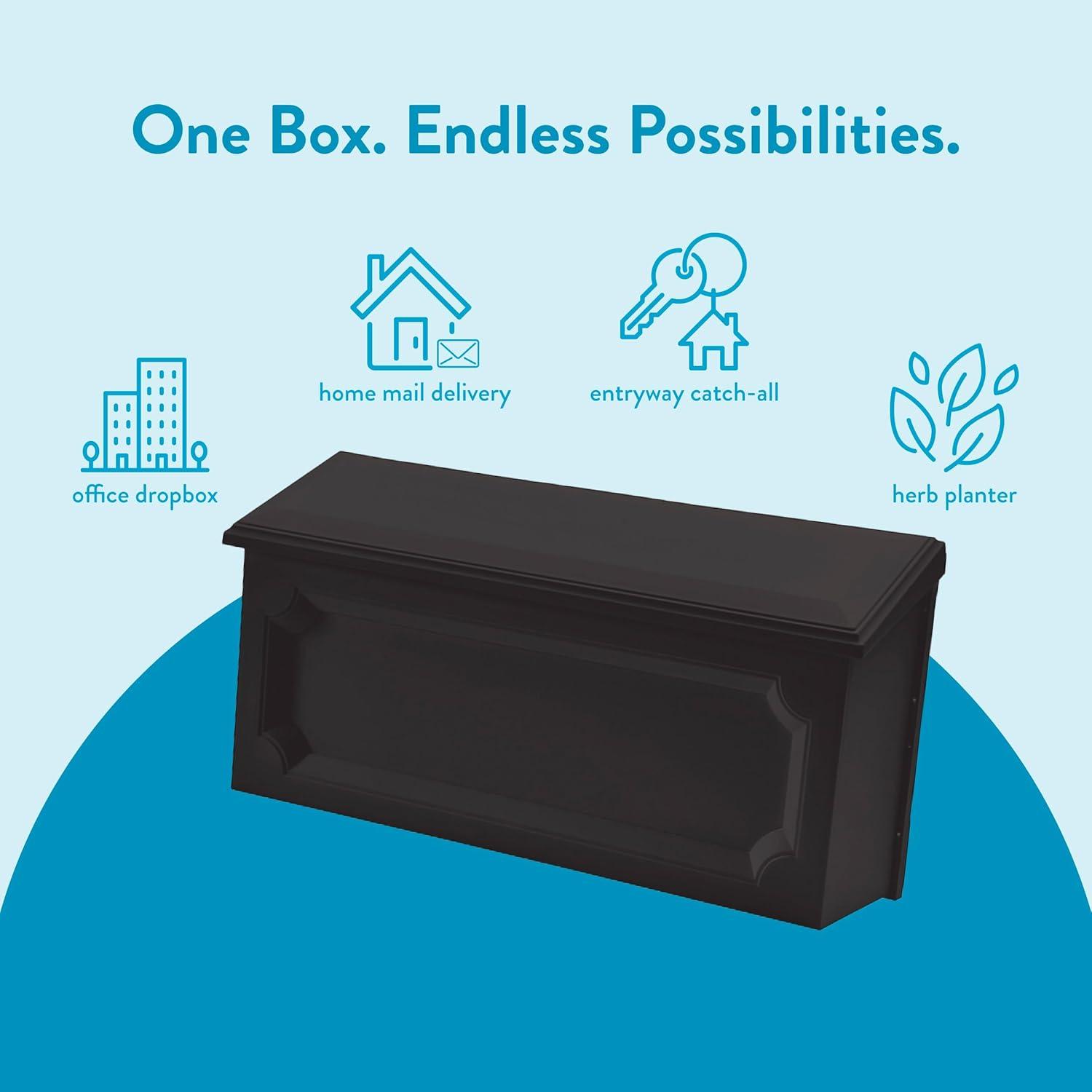 Gibraltar Mailboxes Windsor Medium Capacity Rust-Proof Plastic Black, Wall-Mount Mailbox, WMH00B04