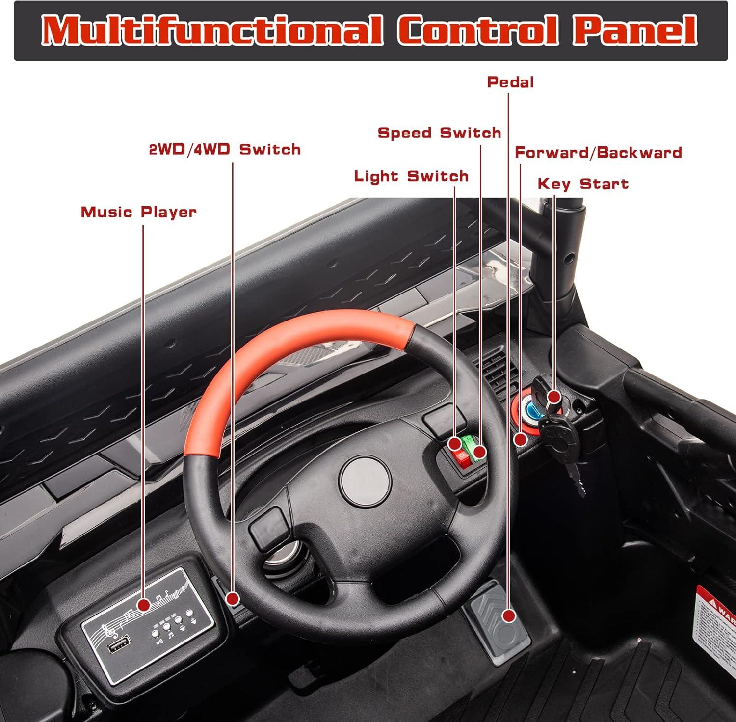 Anrli 24V 4WD Kids Electric UTV w/ Remote Control, Large Seat & 3 Speeds (Ages 3-8)