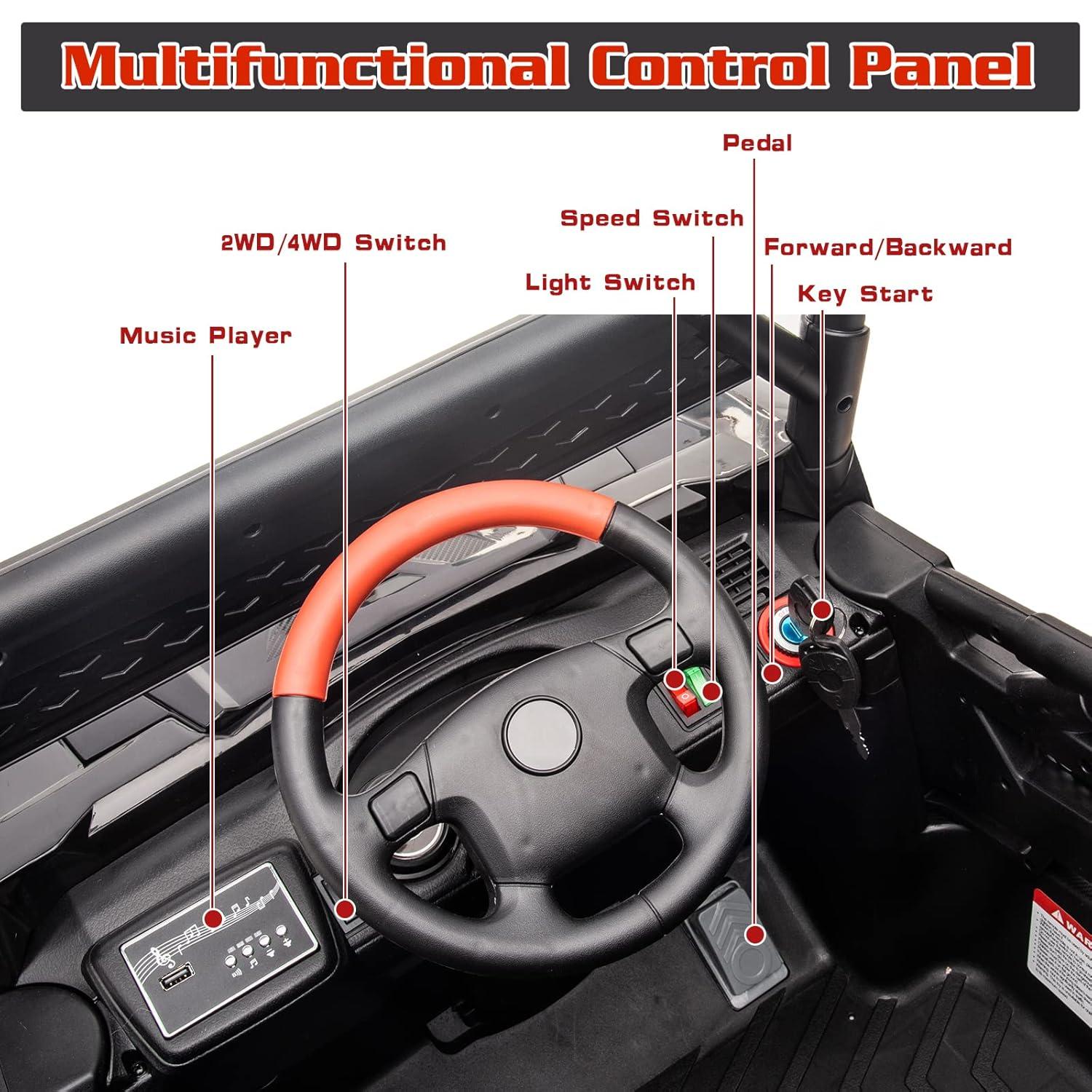 Anrli 24V 4WD Kids Electric UTV w/ Remote Control, Large Seat & 3 Speeds (Ages 3-8)