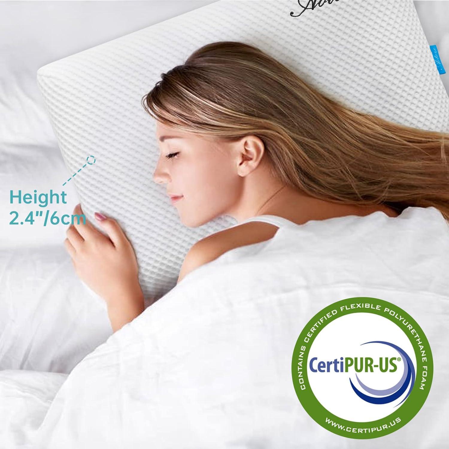 Ultra Thin & Flat Memory Foam Pillow,Low Profile Slim & Thin Pillow for Stomach Sleeper,Side Sleeper,Oeko-TEX & CertiPUR-US Double Certification 23.5 x 15.5 x 2.4 Inches