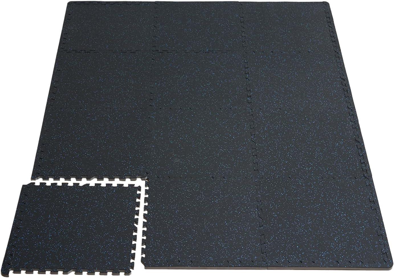 VEVOR 12 PCS 0.56" Thick Gym Floor Mats, 24" x 24" EVA Foam & Rubber Top Interlocking Workout Floor Mats