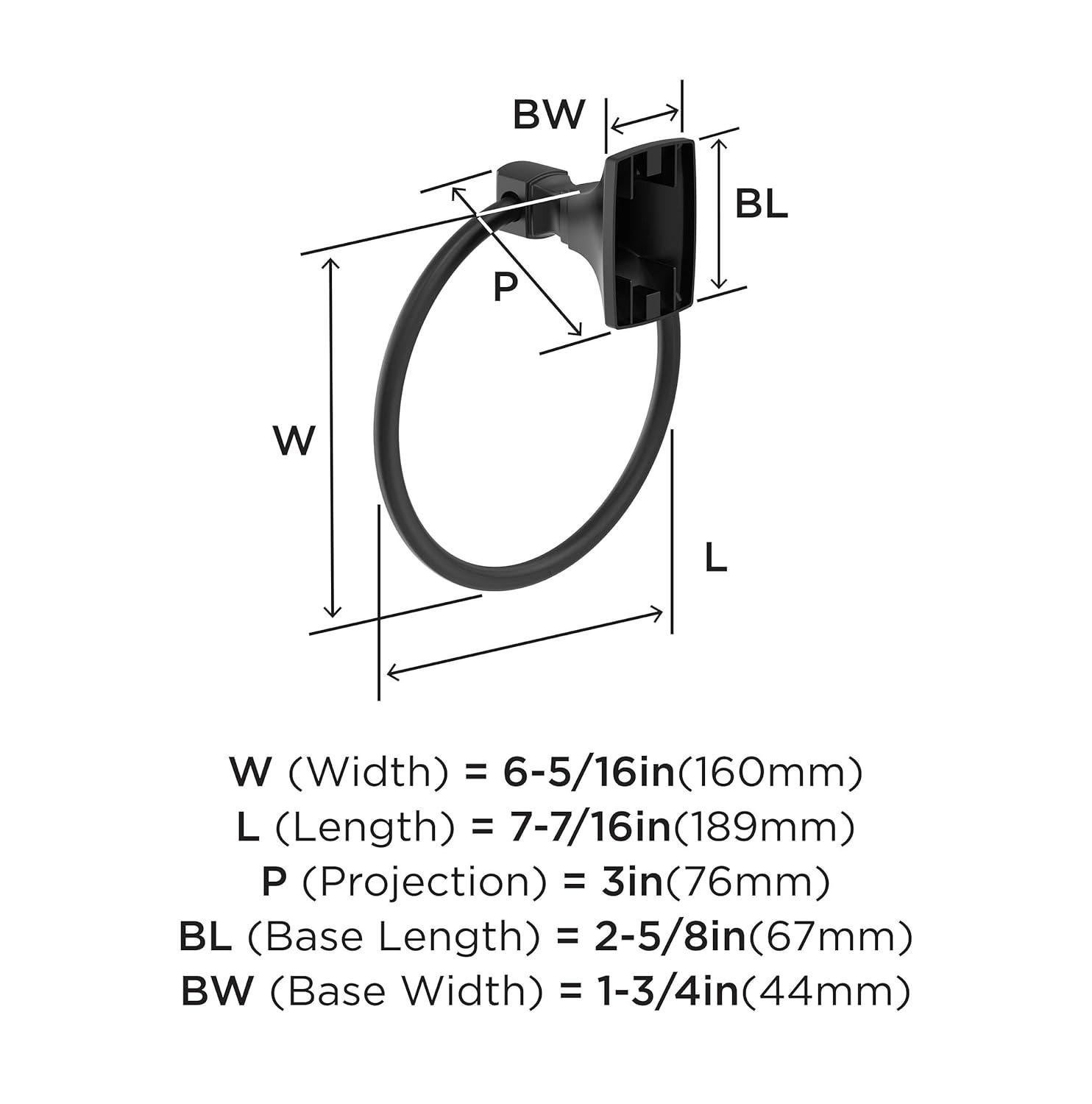 GlideRite Hardware Avalon Towel Ring Hardware Accessory 9040-SQ-MB-1