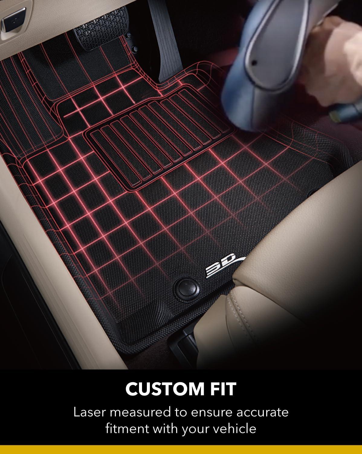 Black Carbon Fiber Embossed 3-Piece Floor Mat Set