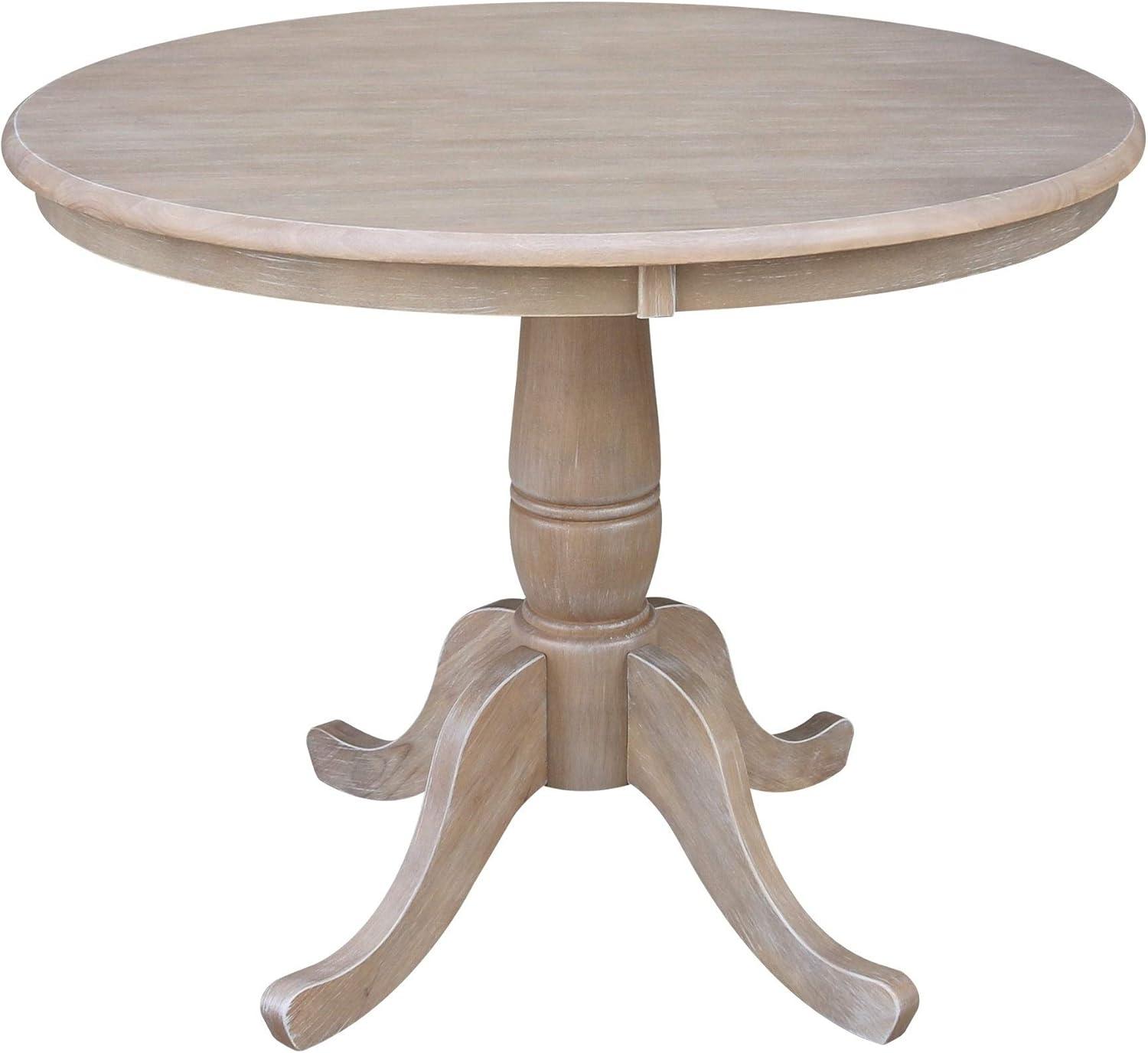 36" Round Gray Taupe Wood Pedestal Dining Table