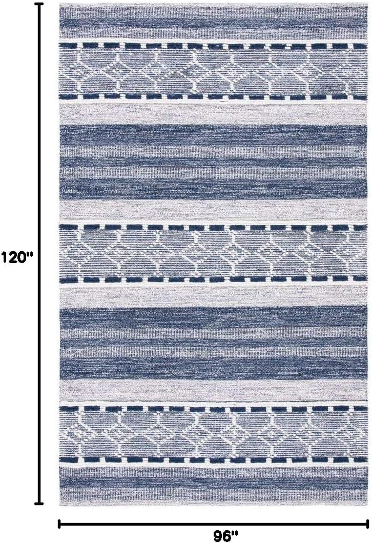 Striped Kilim STK522 Hand Woven Area Rug - Navy/Ivory - 8'x10' - Safavieh.