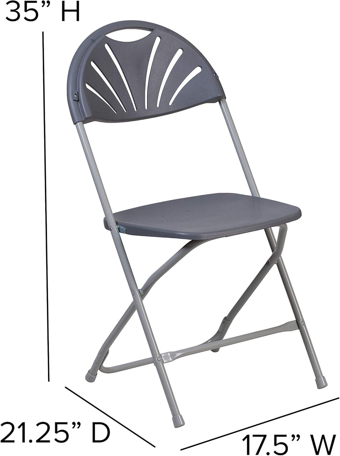 Charcoal Fan Back Plastic Folding Chair Duo, 650 lb. Capacity