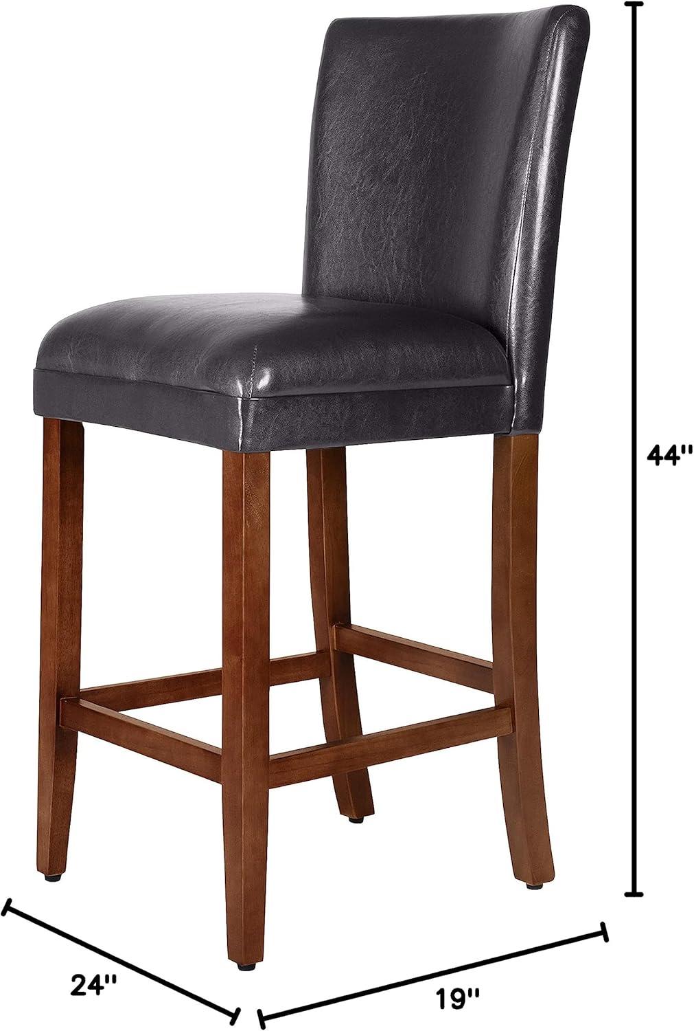 HomePop Home Decor | Classic Counter Height Bar Stools | 29 Inch Bar Stools | Decorative Home Furniture (Brown Faux Leather) Single Pack