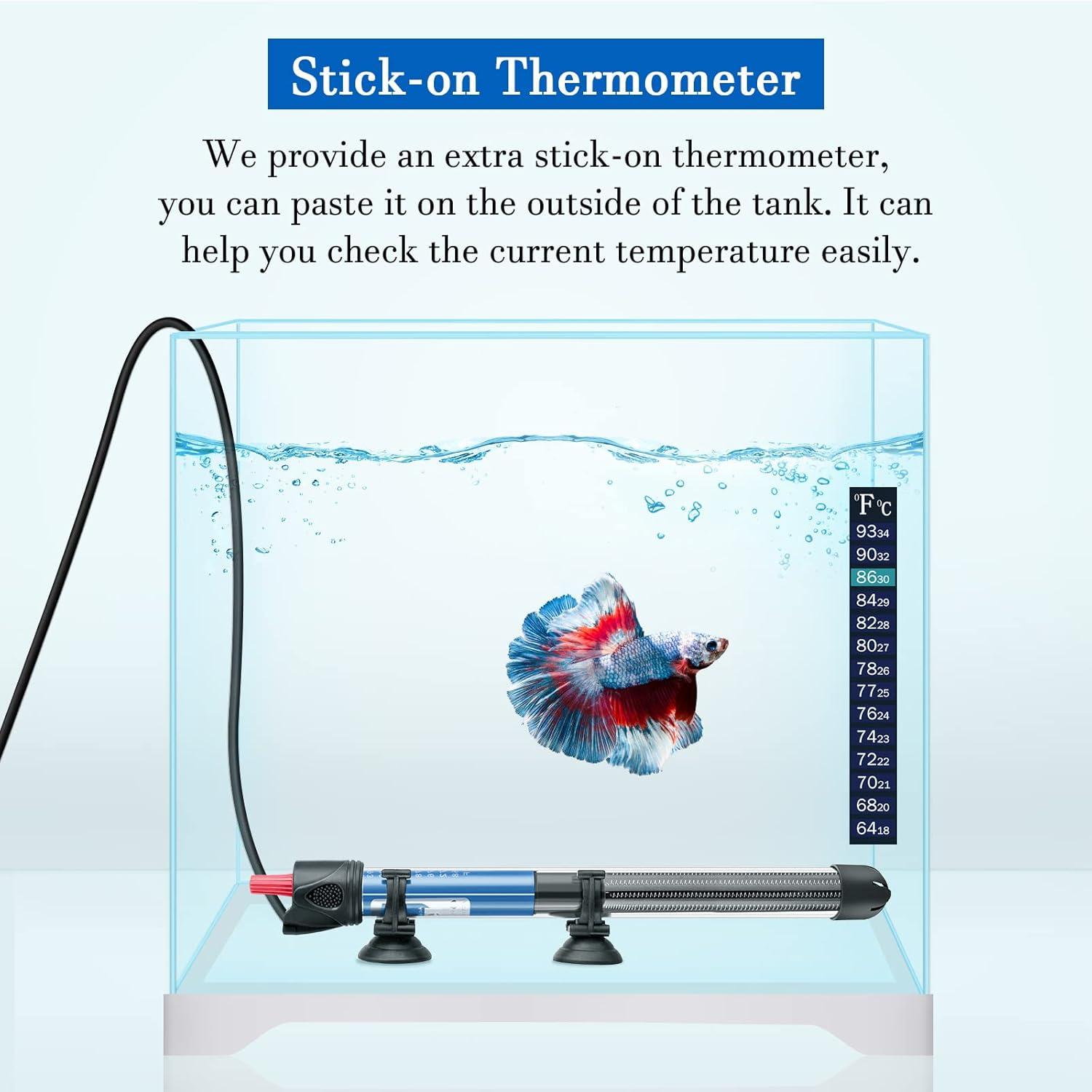 Adjustable 100W Submersible Glass Aquarium Heater with Thermometer