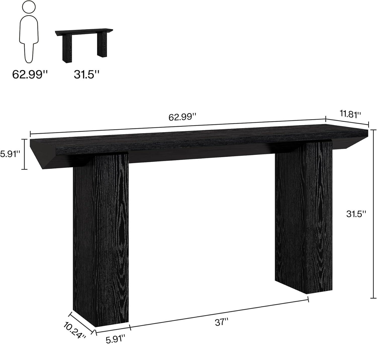 GIODIR 63 Inch Long Console Table, Rustic Wooden Sofa Table Behind Couch, Farmhouse Entryway Table, Industrial Accent Furniture For Entrance, Foyer, Hallway, Living Room