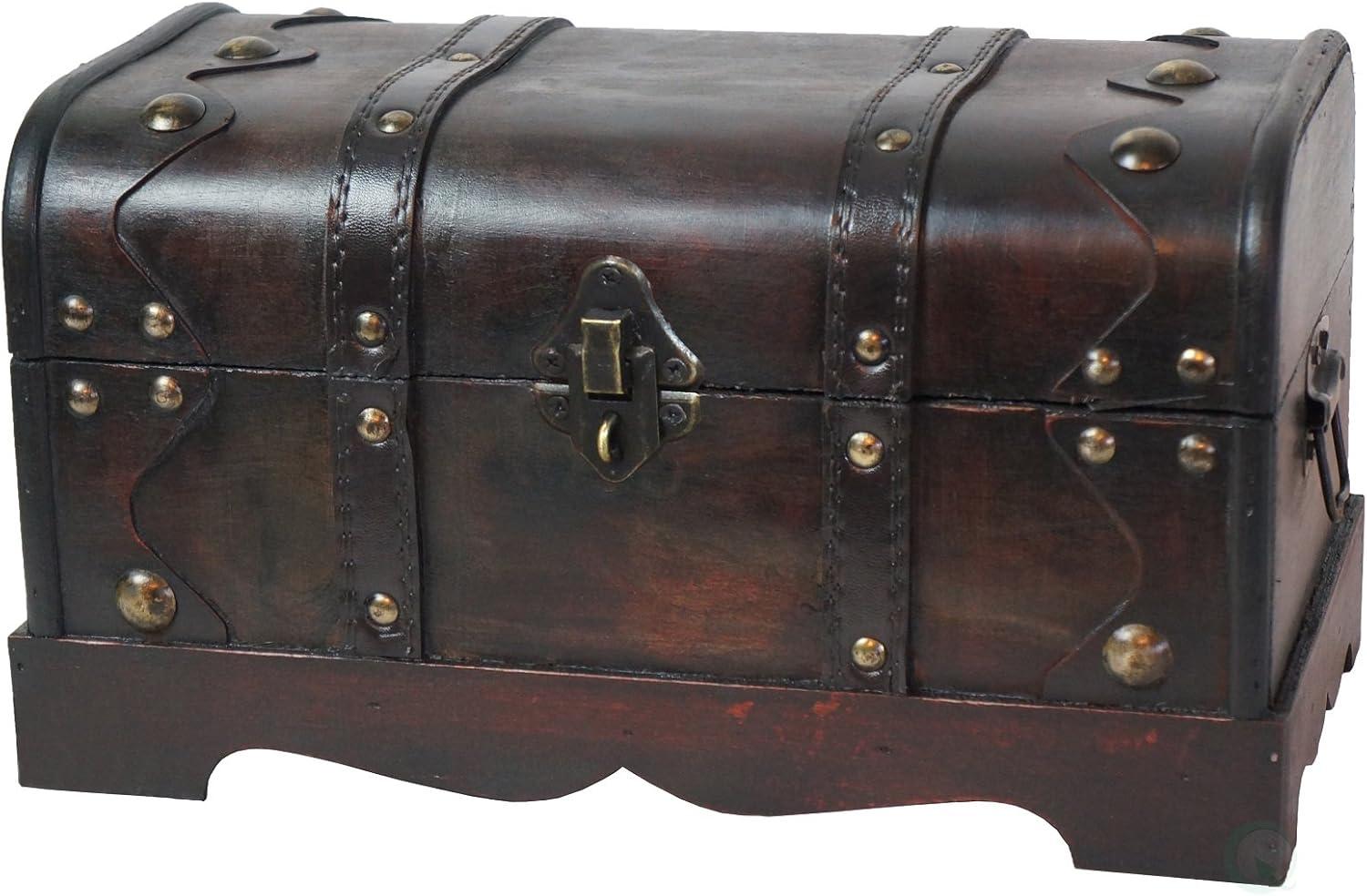 Vintiquewise Small Pirate Style Wooden Treasure Chest