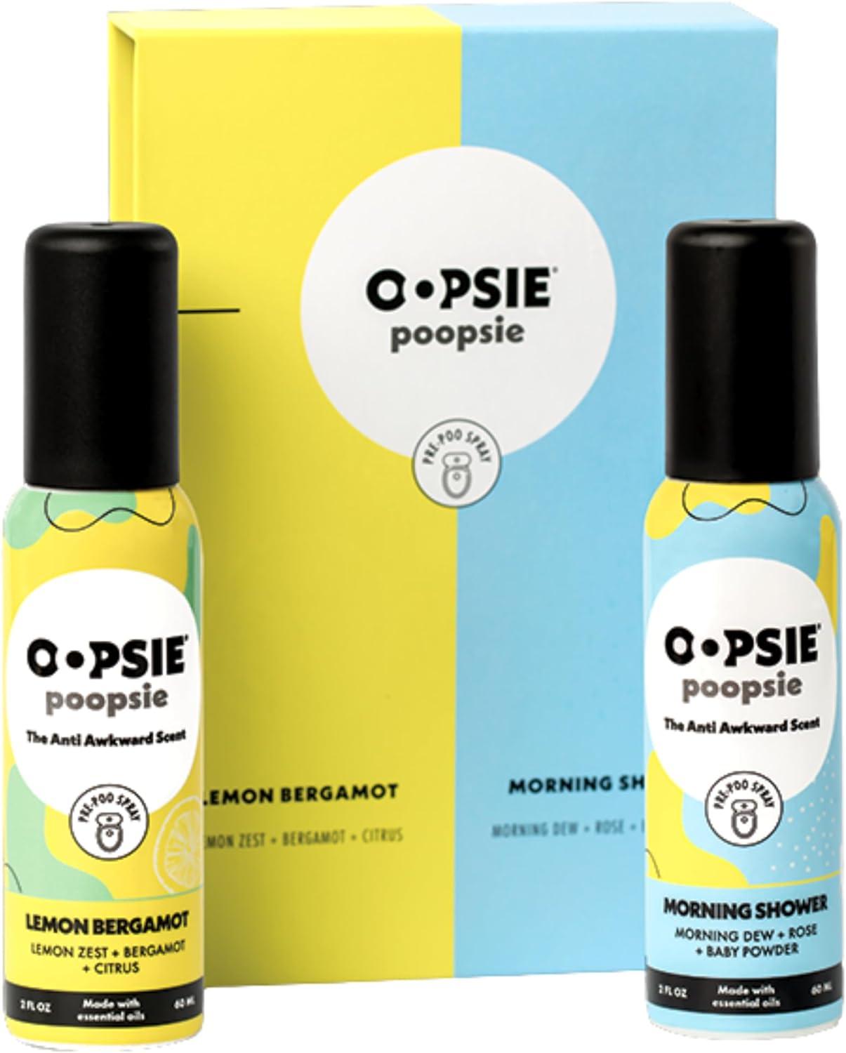 Toilet Spray Lemon Bergamot and Morning Shower Giftable 2 Pack Assorted Scents 2oz