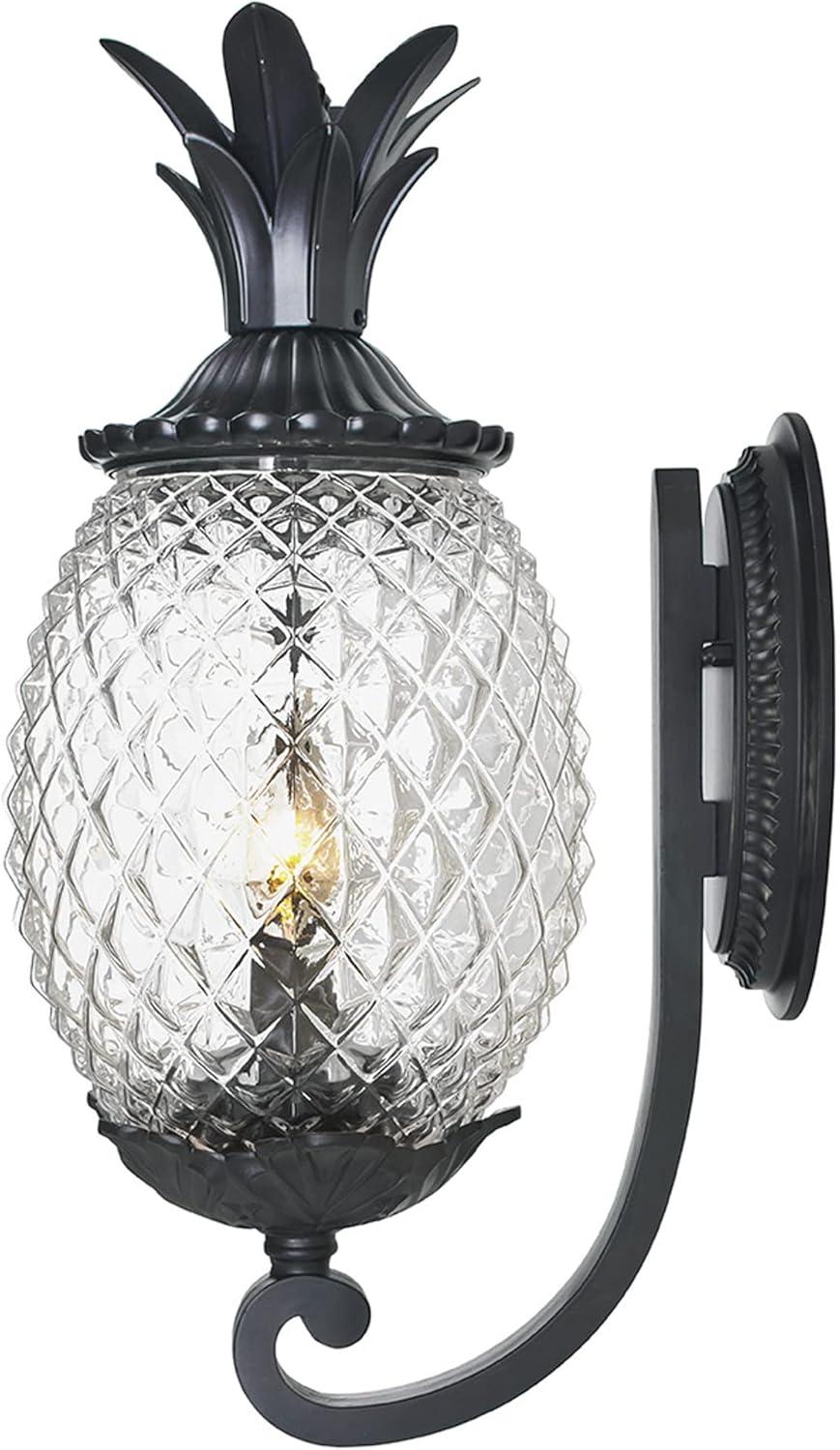 Matte Black Pineapple Cut Glass 2-Light Outdoor Sconce