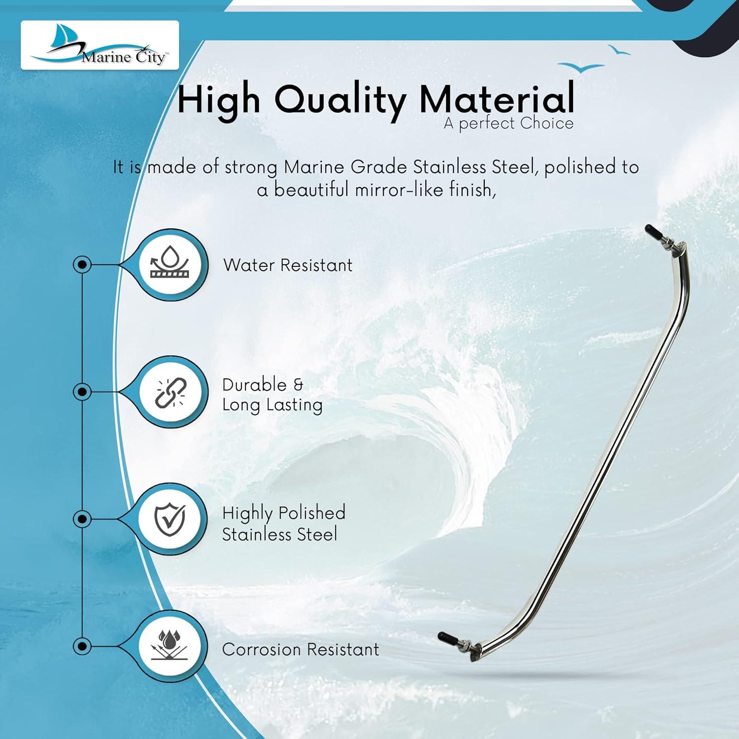 Marine City Mango de Barra de Agarre Ovalado de Acero Inoxidable de 19 Pulgadas con Bridas y Tachuelas