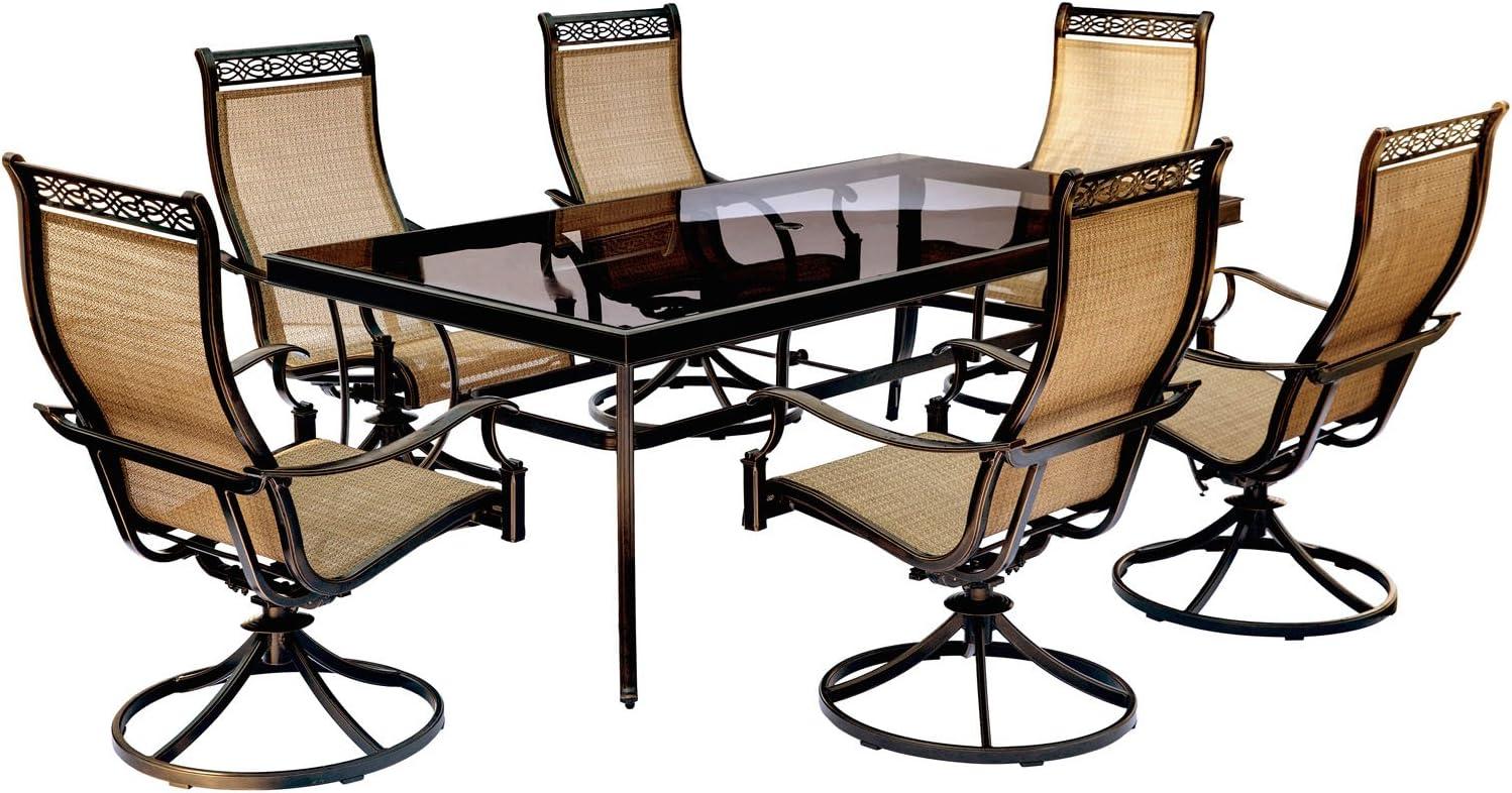 Monaco Tan and Bronze Aluminum 7-Piece Outdoor Dining Set