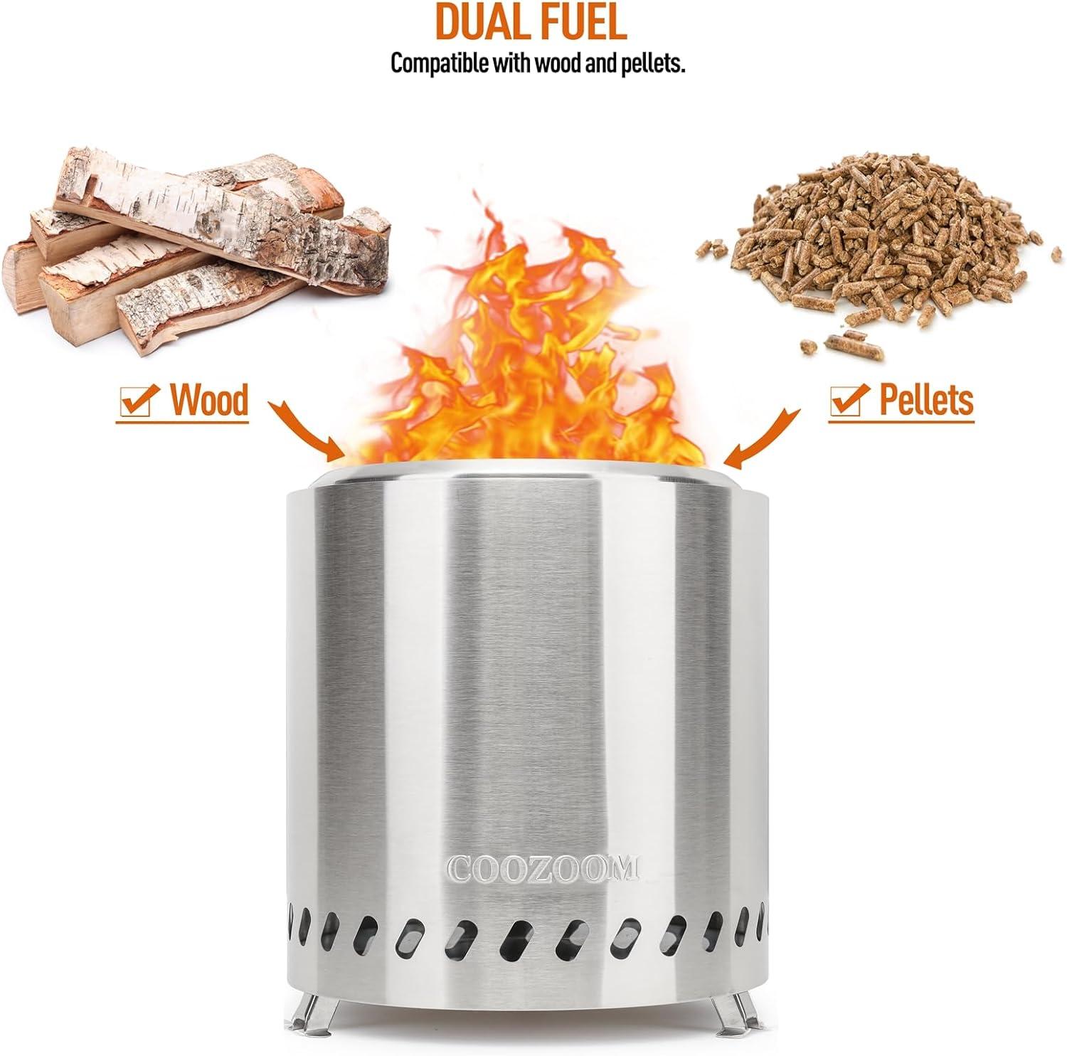 Smokeless Fire Pit 9.6 in. H Outdoor Portable Stainless Steel Tabletop Wood Burning Fire Pit with Storage Bag, Green