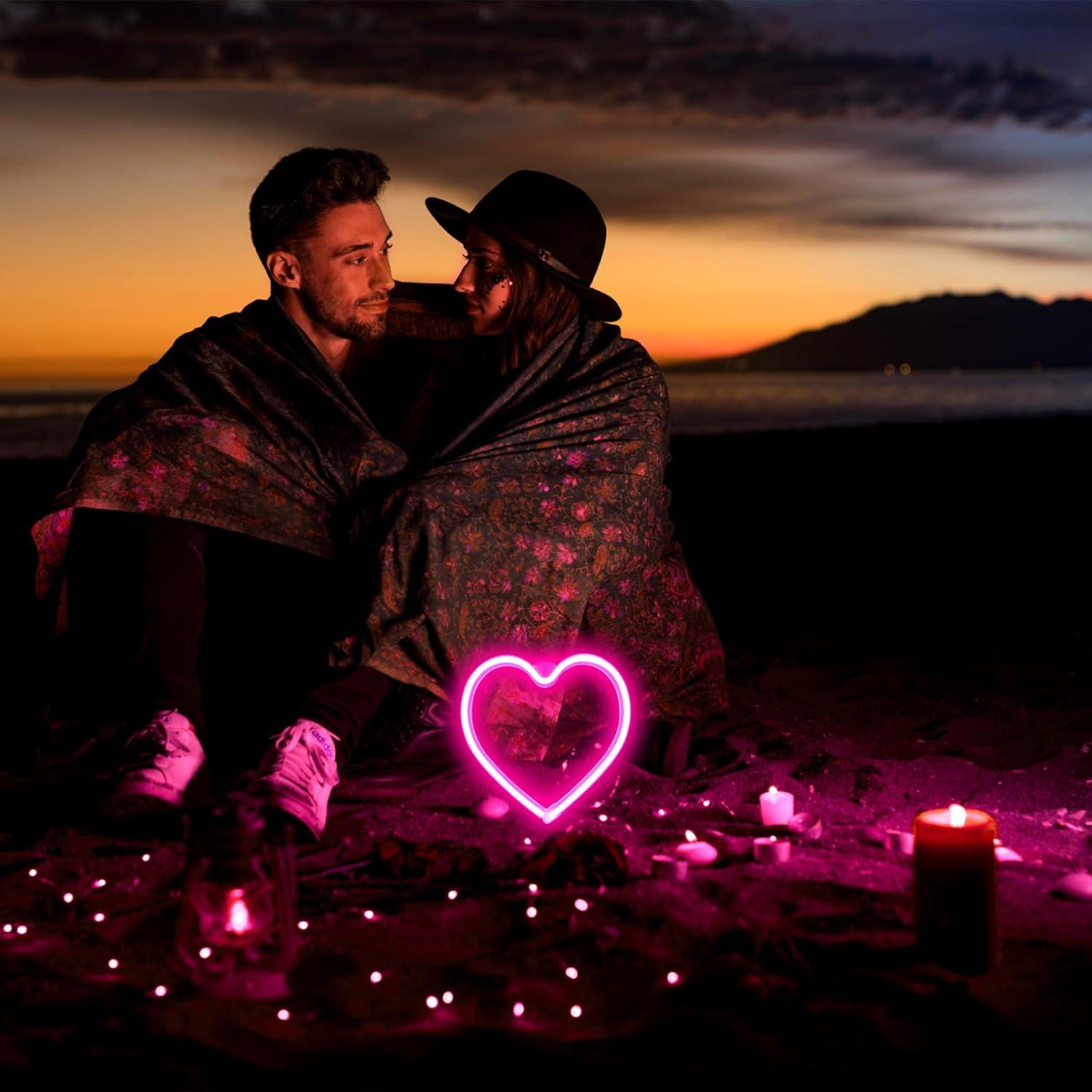 Neon Signs for Wall Decor Love and Heart Pink Neon Lights Signs Powered by USB/Batteries, Acrylic Neon Lights for Girls Kids Bedroom, Wedding, Bar, Christmas Gift, Decoration