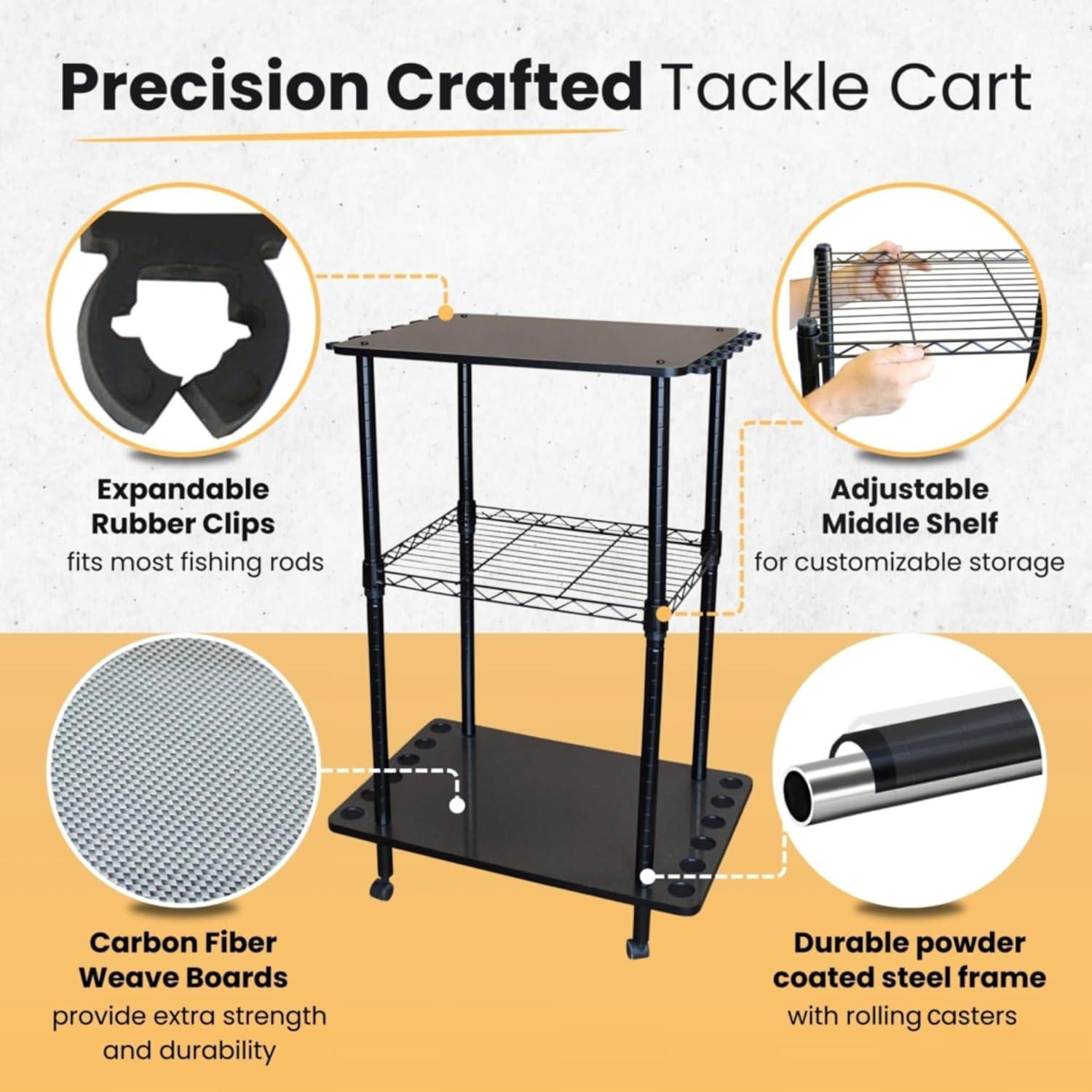 Rush Creek Creations 12 Fishing Rod Tackle Cart, Fishing Storage Rack