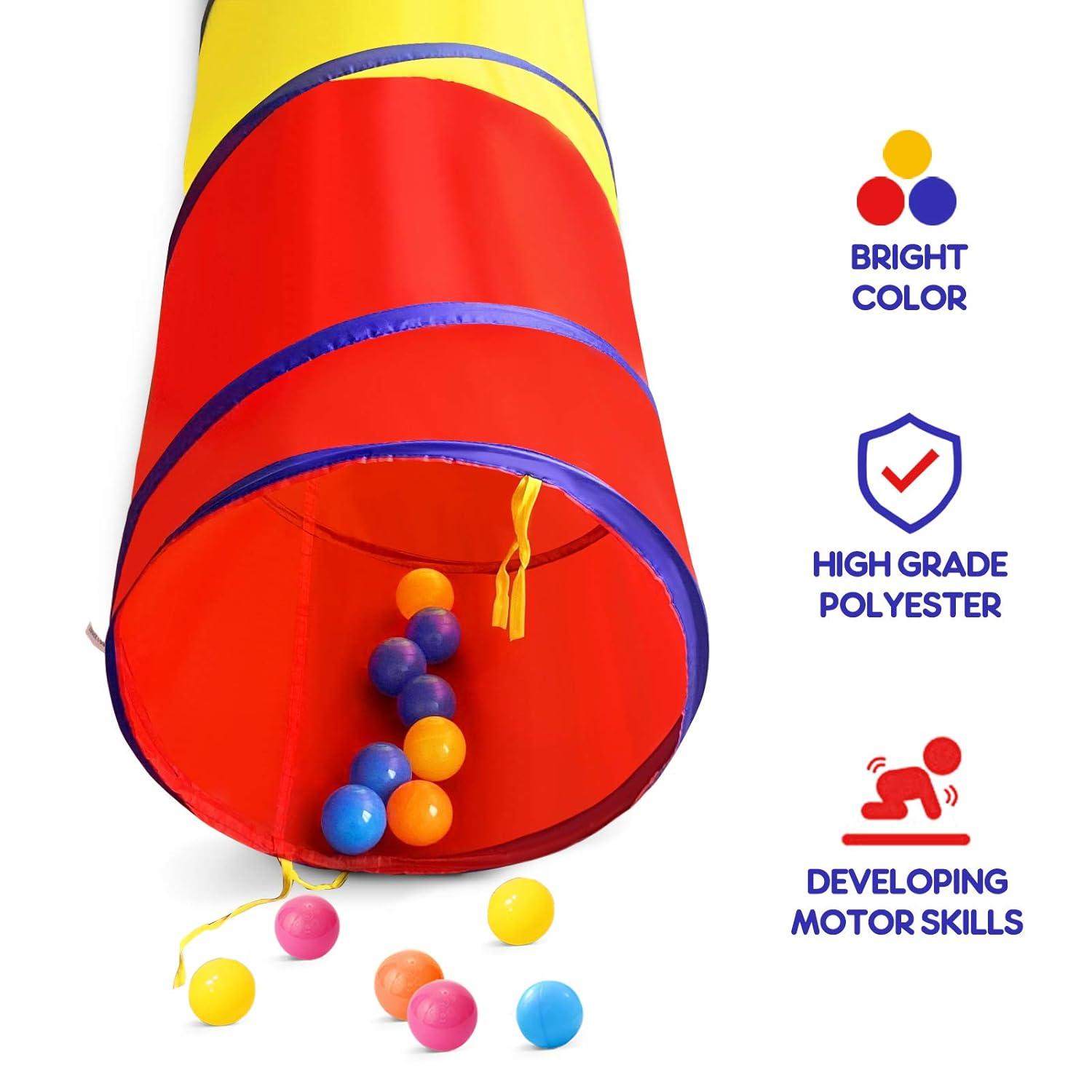 Kids Play Tunnel for Toddlers, Pop Up Crawl Through Tunnel Play Tent for Baby Infant Children or Dog, Kids Tunnel Toys or Gift Indoor & Outdoor (Classic Crawling Tunnel)